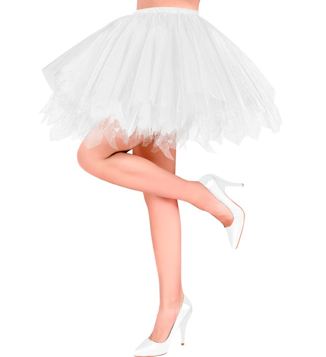 Weisses Tutu mit Innentasche für LED-Lichter für Fasnacht und Karneval