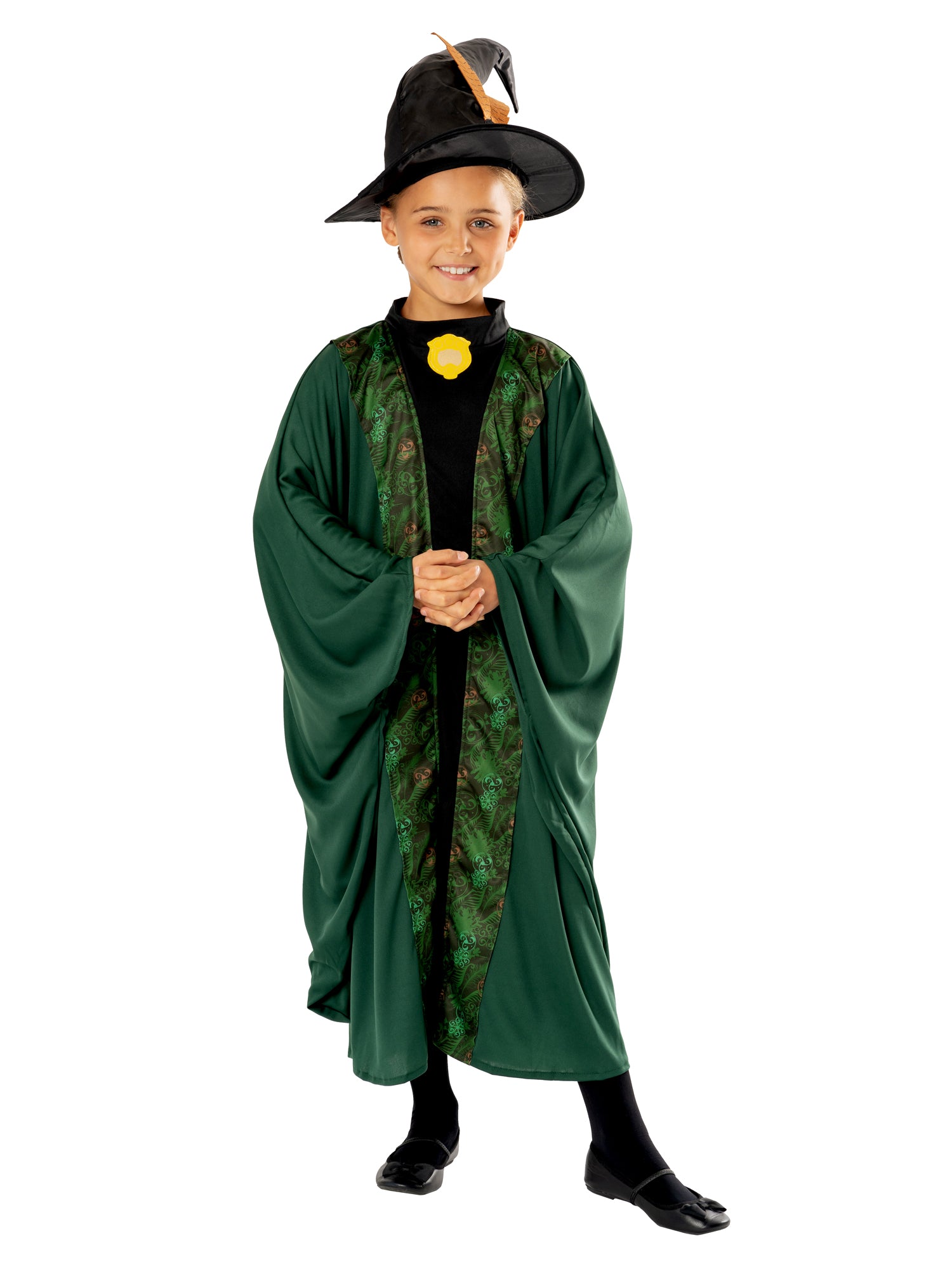 Rubies Professor McGonagall Kinderkostüm grüne Harry-Potter-Robe für Mädchen – Seitenansicht