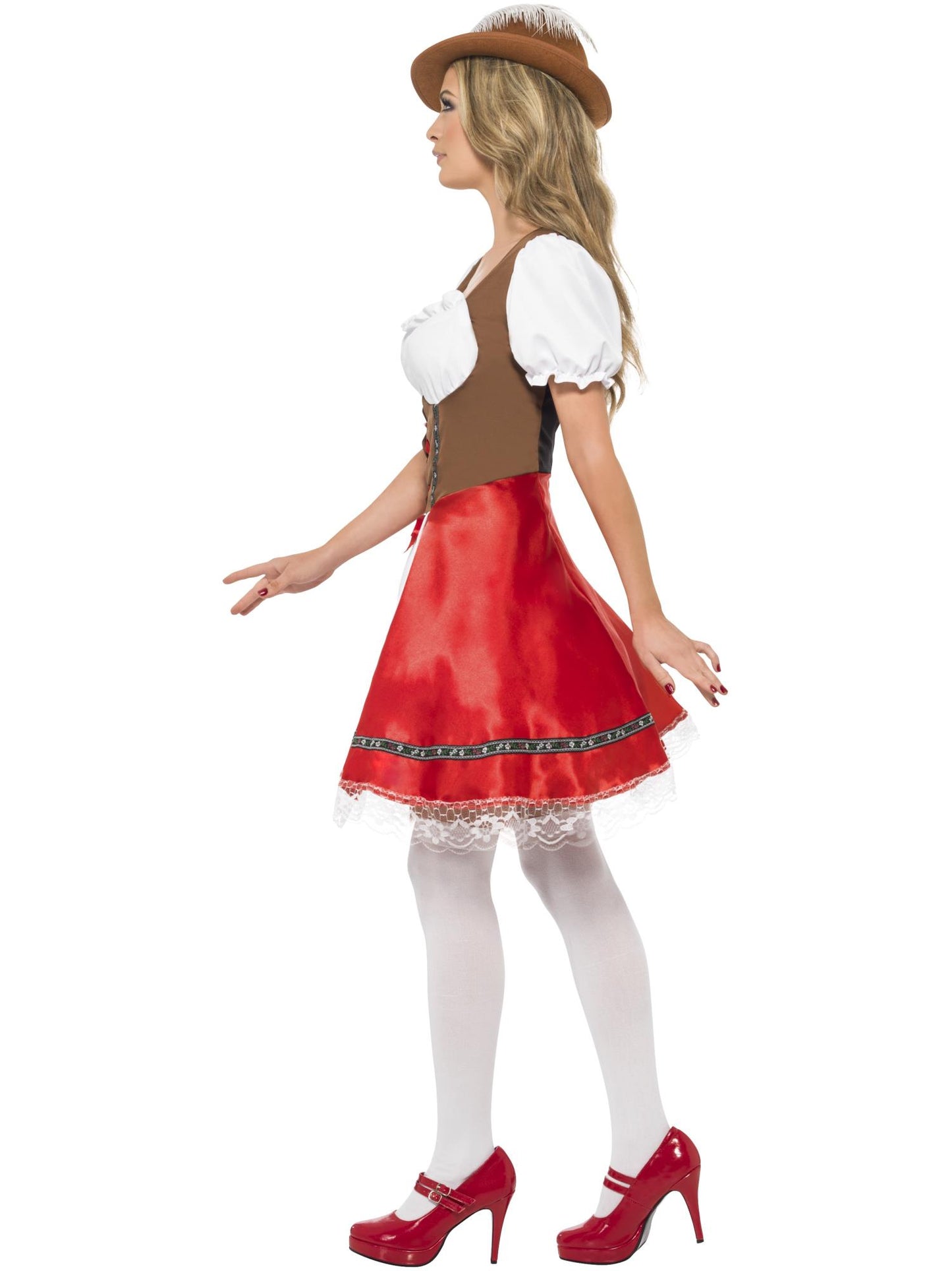 Smiffys Bavarian Wench Costume, White & Red CS für Damen