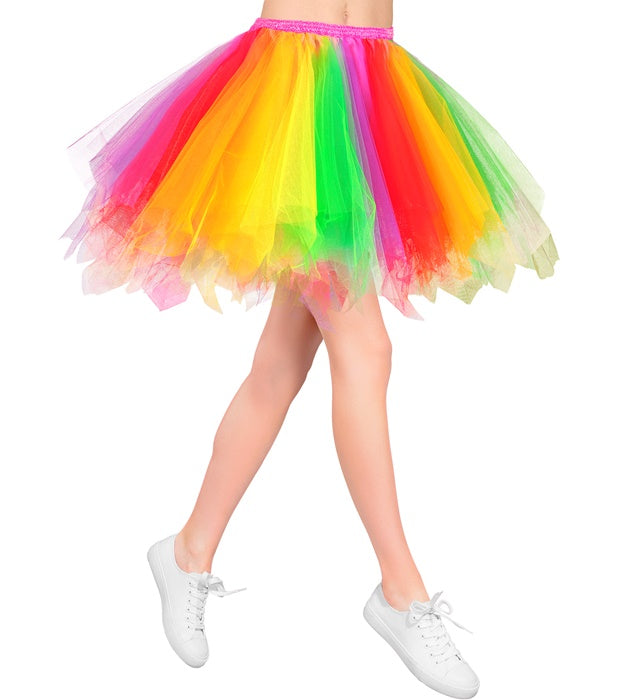 Regenbogen-Tutu mit farbigen Stufen und Innentasche für LED-Lichter