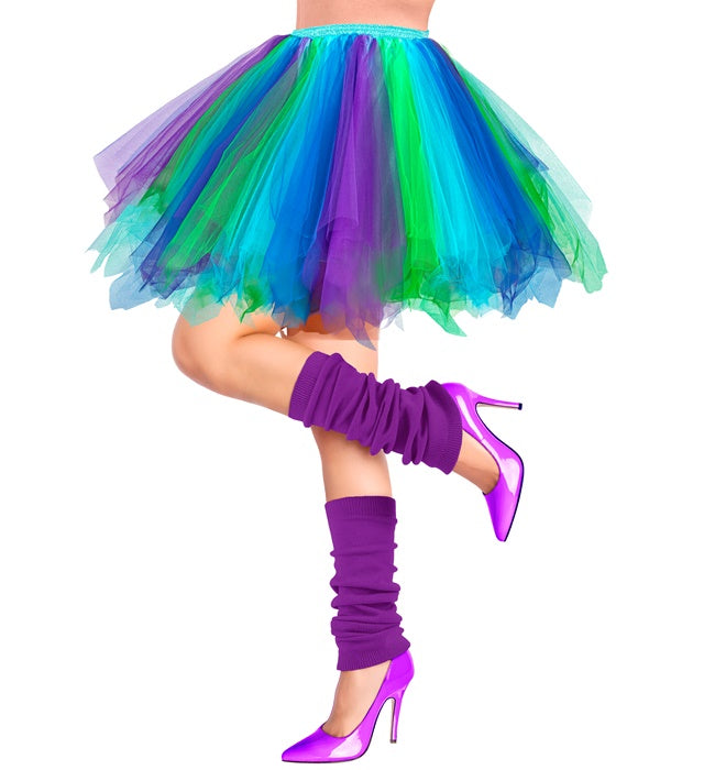 Bunter Tutu Rock in Blau, Türkis, Grün und Violett für Fasnacht und Karneval
