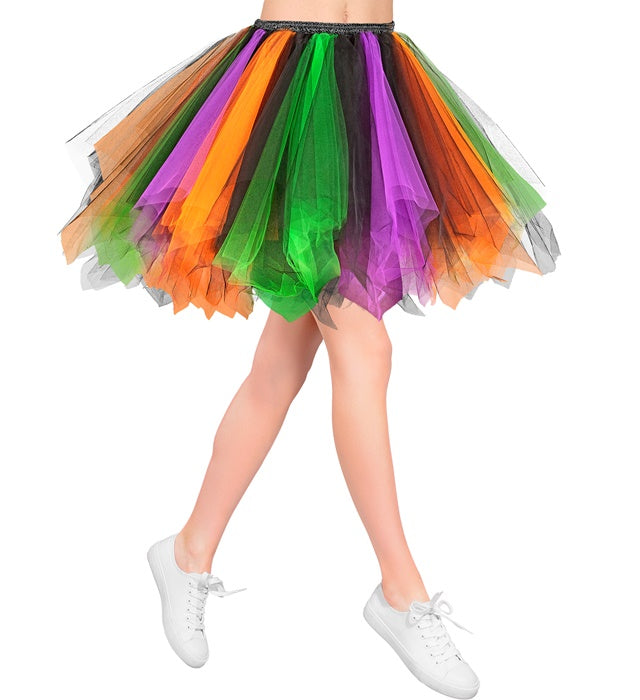 Schwarz-violett-grünes Tutu mit Innentasche für LED-Lichter, farbenfrohes Kostümzubehör