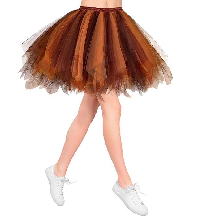 Dunkelbraun-hellbraunes Tutu mit Innentasche für LED-Lichter auf weissem Hintergrund