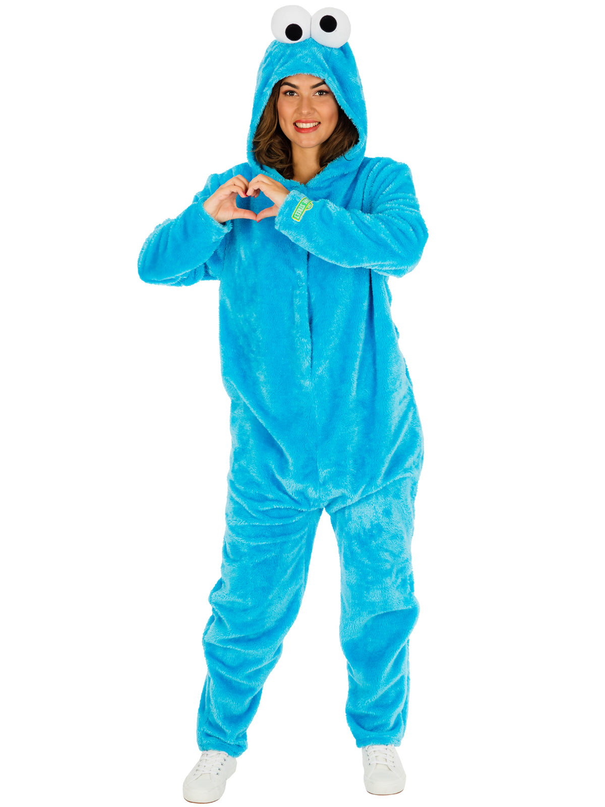 Rubies Cookie Monster Kostüm für Erwachsene als weicher Fleece-Overall – Produktansicht