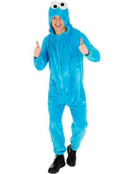 Rubies Cookie Monster Kostüm für Erwachsene als weicher Fleece-Overall – Detailansicht