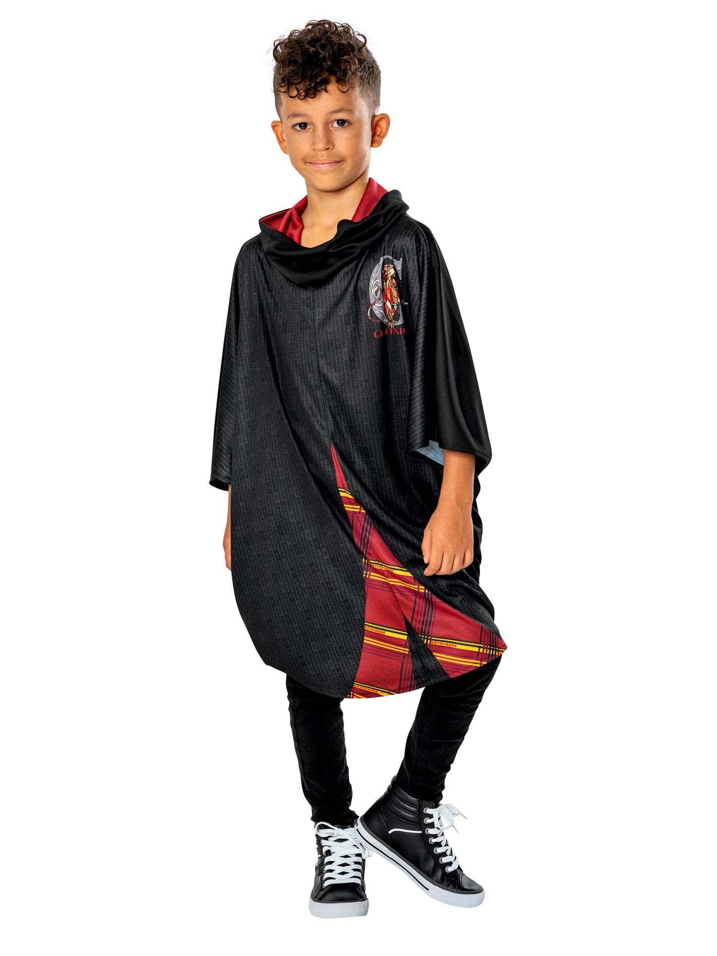 Harry Potter Poncho Kinderkostüm für Jungen von Rubies mit Gryffindor-Druckdetail – Produktansicht
