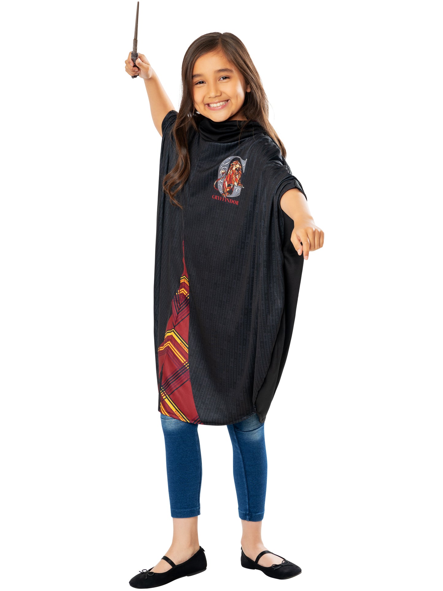 Harry Potter Poncho Kinderkostüm für Jungen von Rubies mit Gryffindor-Druckdetail – Rückansicht