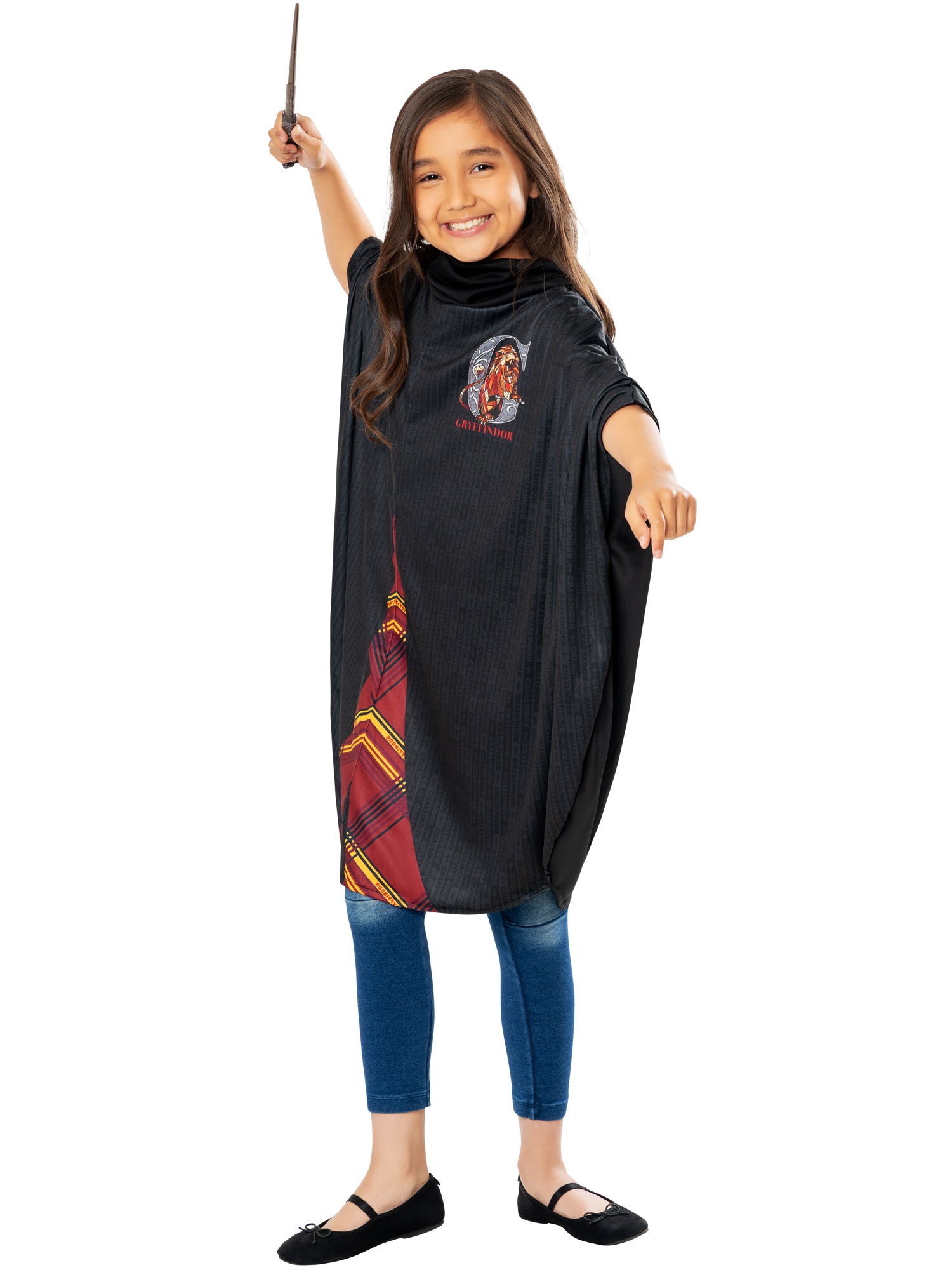 Harry Potter Poncho Kinderkostüm für Jungen von Rubies mit Gryffindor-Druckdetail – Rückansicht