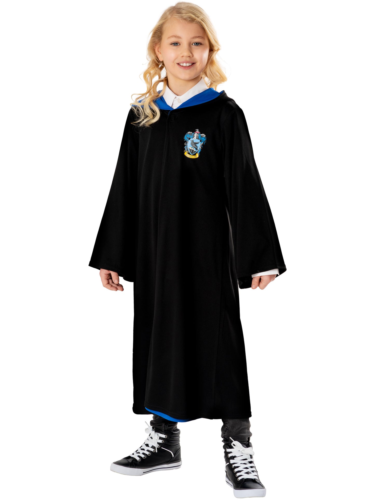 Rubies Harry Potter Ravenclaw Robe Kinderkostüm mit blau gefütterter Kapuze – Produktansicht