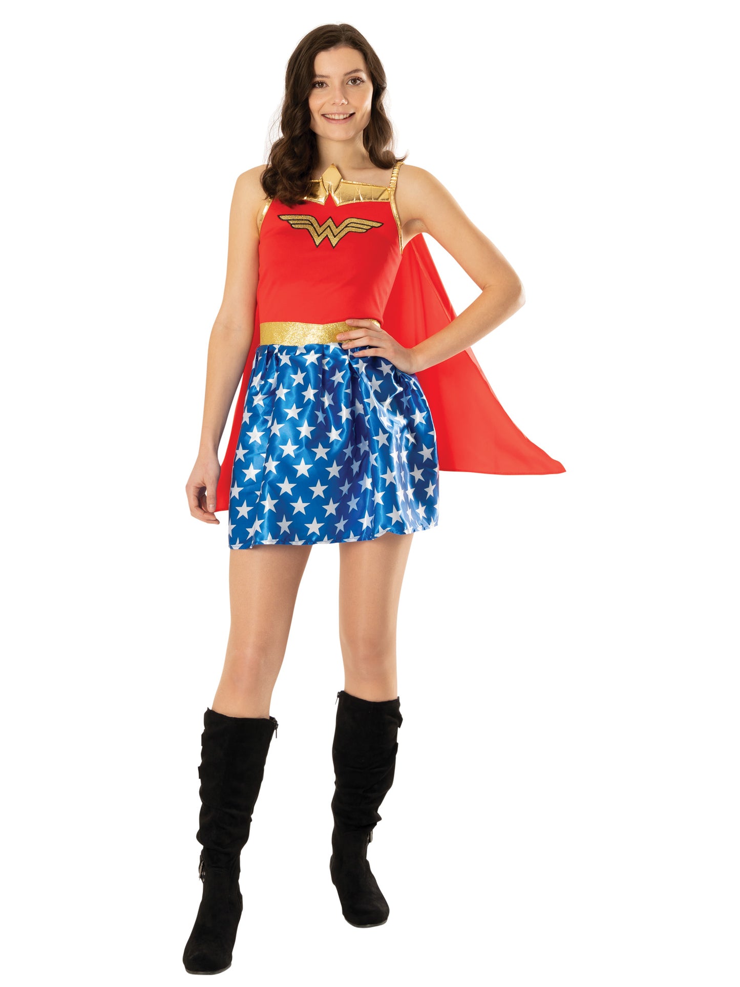 Rubies Wonder Woman Kostüm für Damen mit Kleid und Umhang – Produktansicht