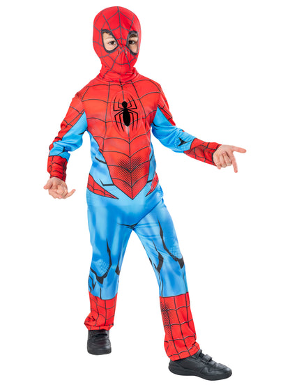 Rubies Spider-Man Kinderkostüm Green Collection mit Overall und Snood-Maske – Seitenansicht