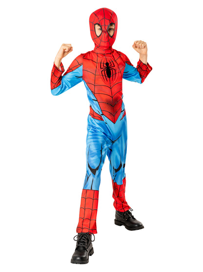 Rubies Spider-Man Kinderkostüm Green Collection mit Overall und Snood-Maske – Rückansicht