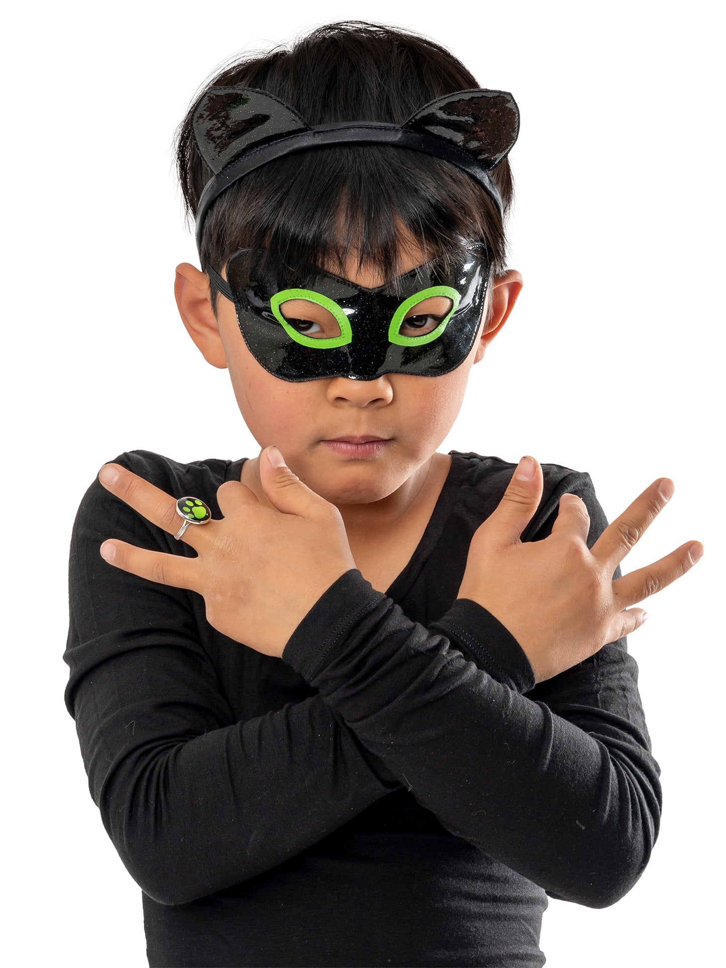 Rubies Cat Noir Kostüm-Set für Jungen mit Maske, Headband und Ring – Produktansicht