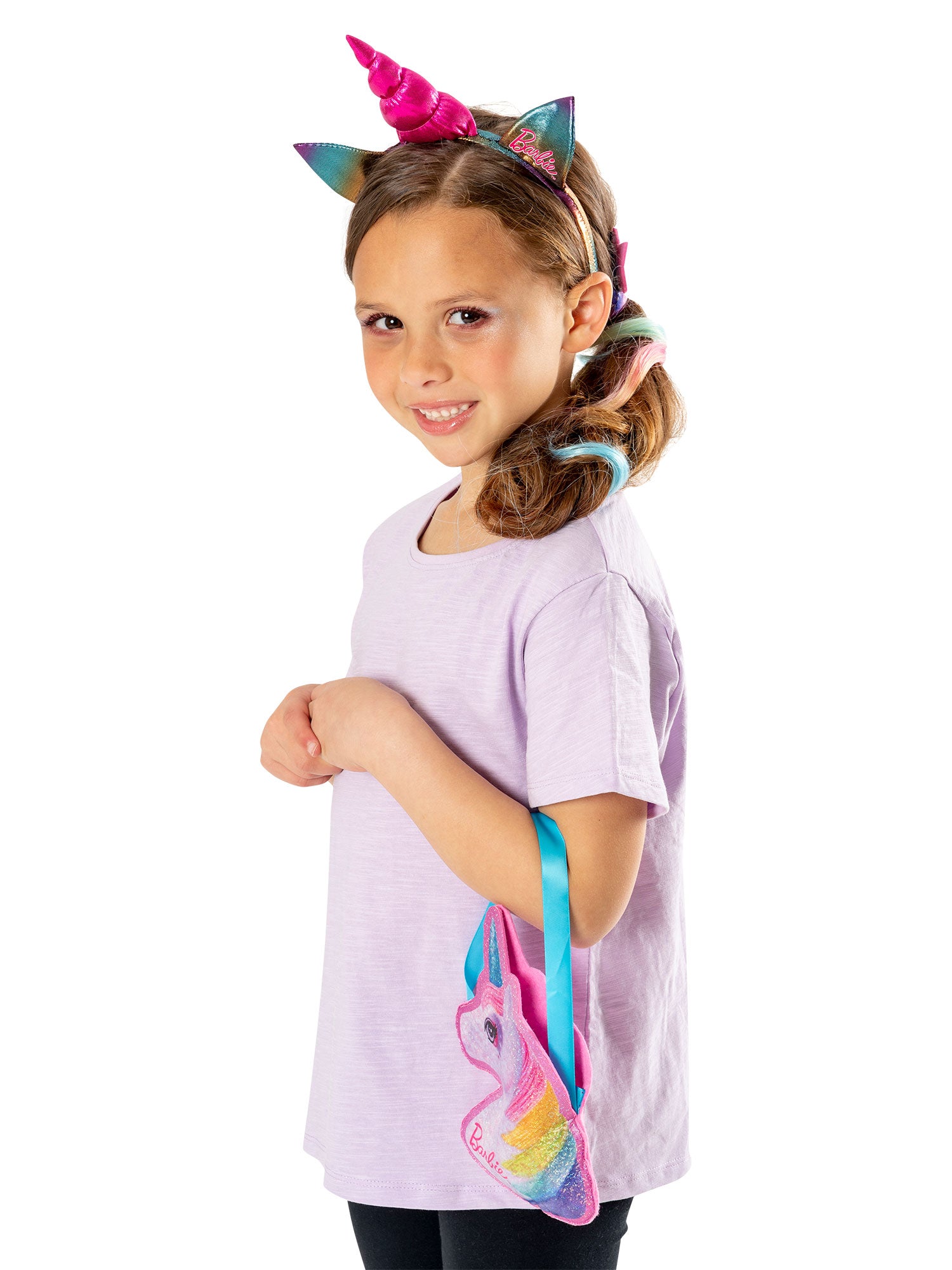 Rubies Barbie Einhorn-Set Kinderkostüm mit Einhorn-Tasche, Haarclip und Stirnband für Mädchen