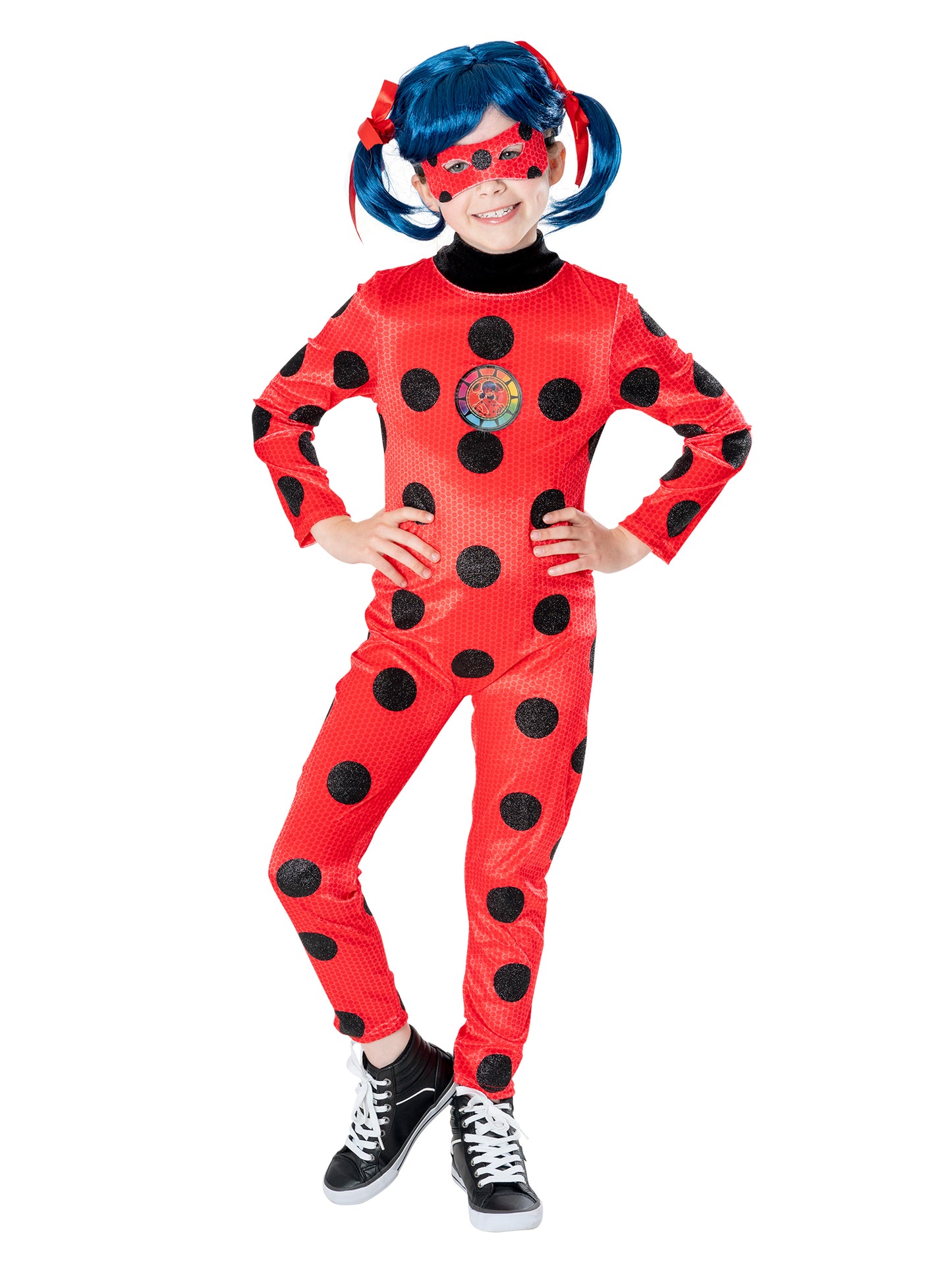 Rubies Miraculous Ladybug Premium Kinderkostüm für Mädchen mit Velours-Overall, Perücke und Maske