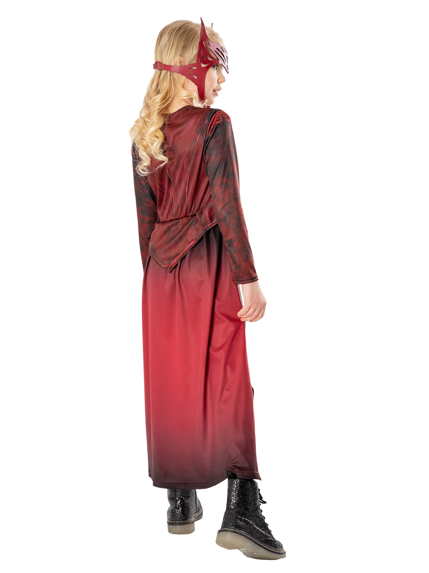 Rubies Scarlet Witch Kinderkostüm für Mädchen mit Oberteil, Umhang, Hose und Kopfbedeckung – Detailansicht