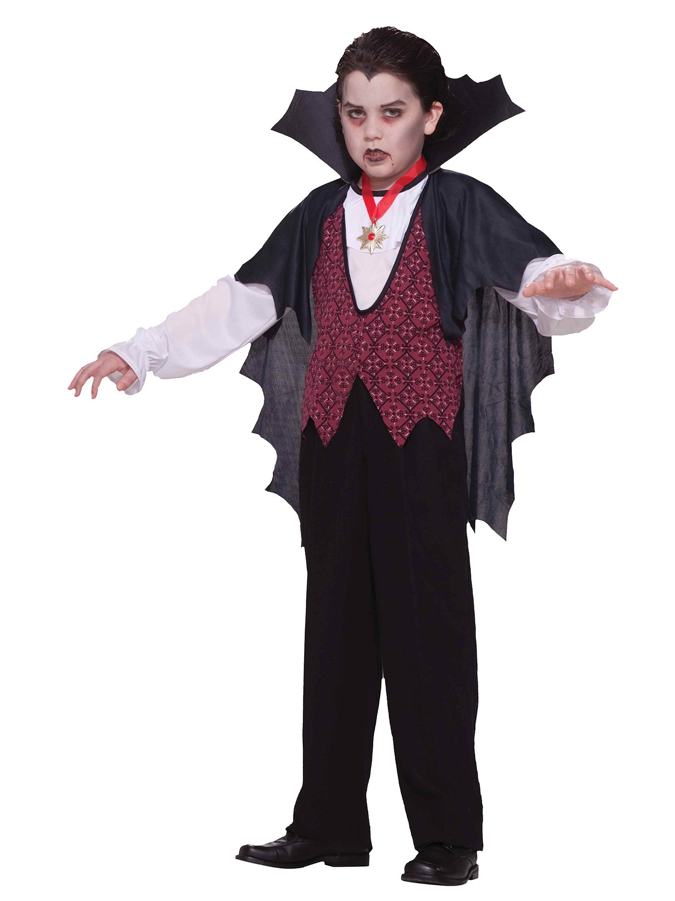 Rubies Vampir-Kinderkostüm für Jungen mit Hemd, Umhang und Medaillon