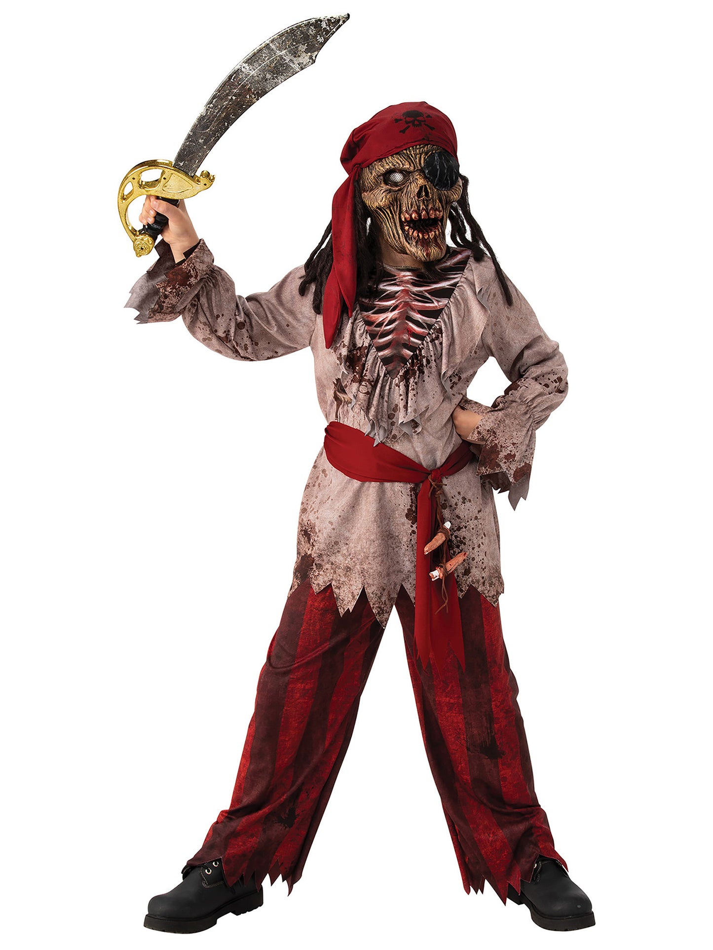 Rubies Zombie-Piraten-Kinderkostüm für Jungen mit Hemd, Hose und Maske