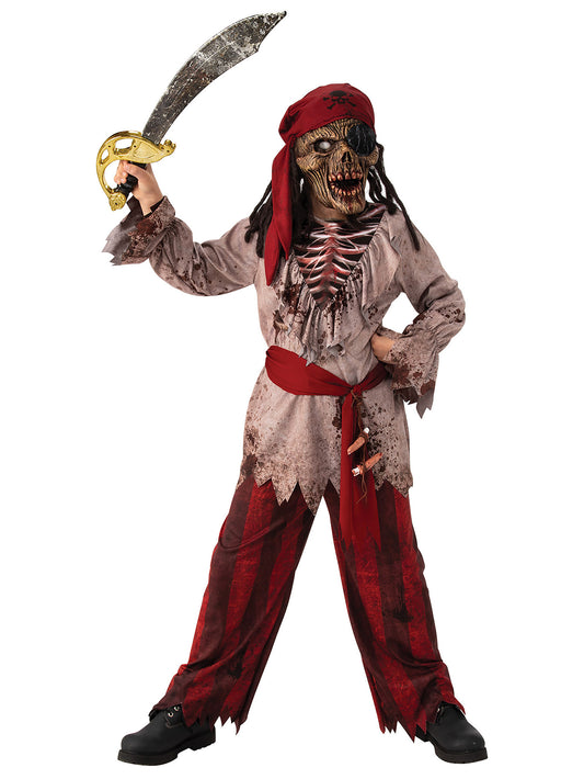 Rubies Zombie-Piraten-Kinderkostüm für Jungen mit Hemd, Hose und Maske