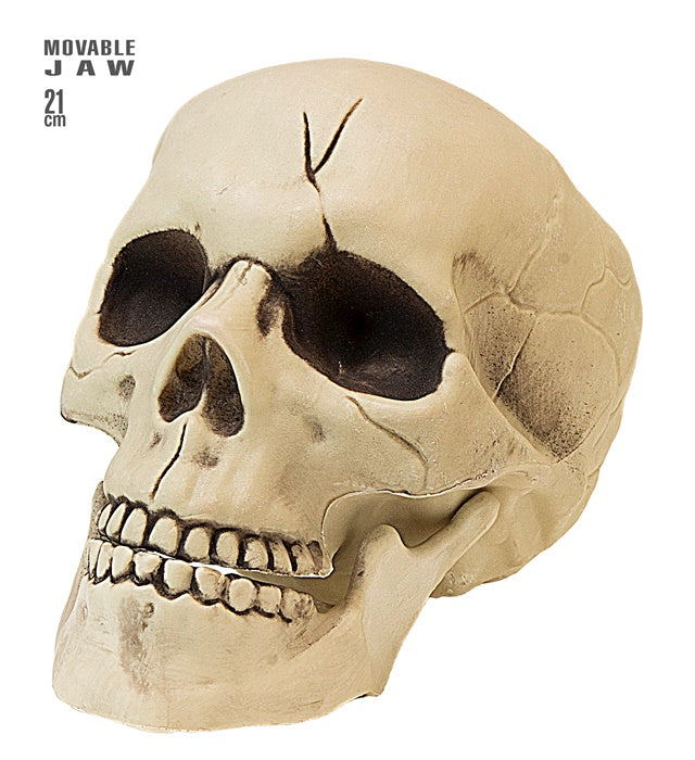 Kunststoff Totenkopf mit beweglichem Gebiss, 21 cm, Piratendeko