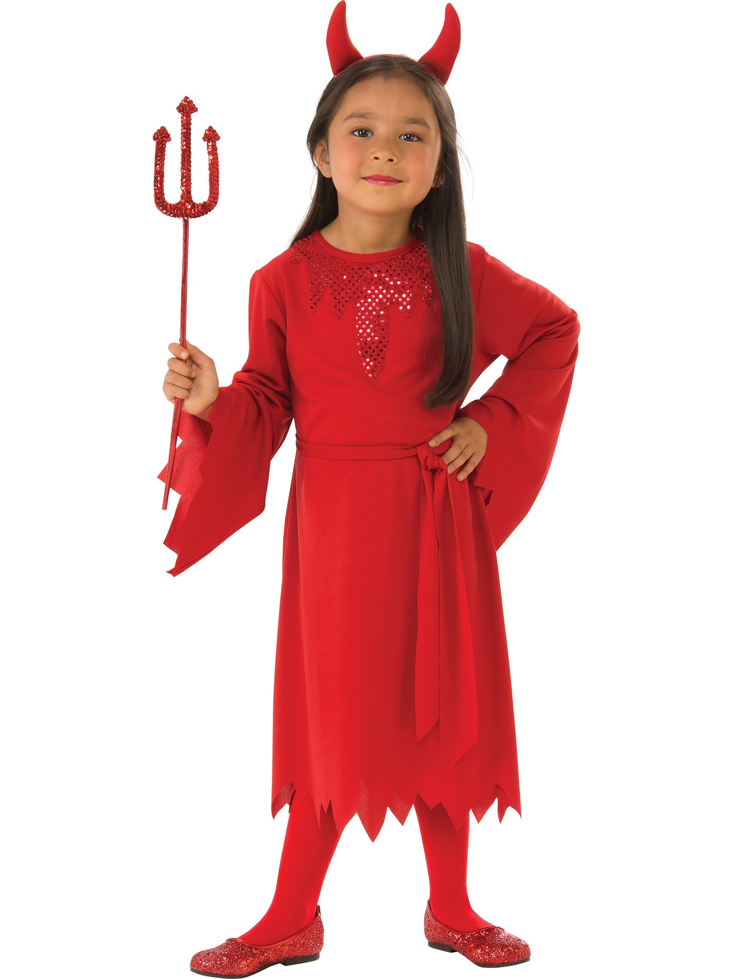 Rubies Devil Kinderkostüm für Mädchen mit Kleid, Schärpe und Haarband