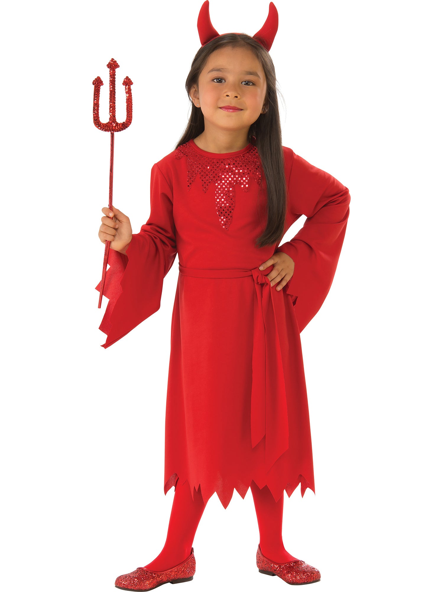 Rubies Devil Kinderkostüm für Mädchen mit Kleid, Schärpe und Haarband