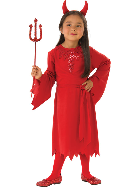 Rubies Devil Kinderkostüm für Mädchen mit Kleid, Schärpe und Haarband