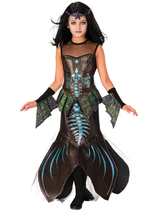 Rubies Zombie Mermaid Kinderkostüm für Mädchen mit Kleid und Armstulpen