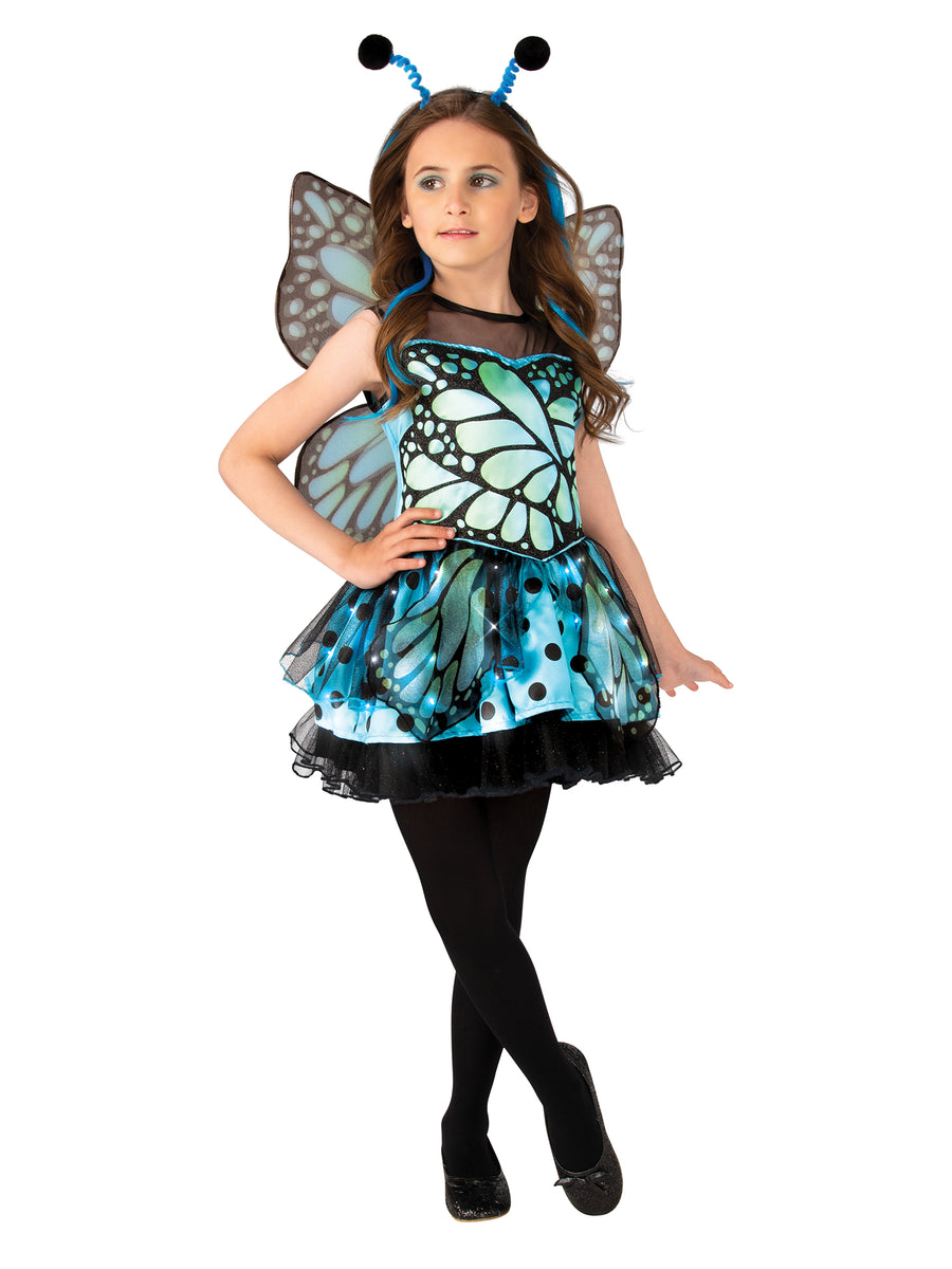 Rubies Blue Butterfly blaues Kinderkostüm für Mädchen mit Kleid Flügeln und Stirnband