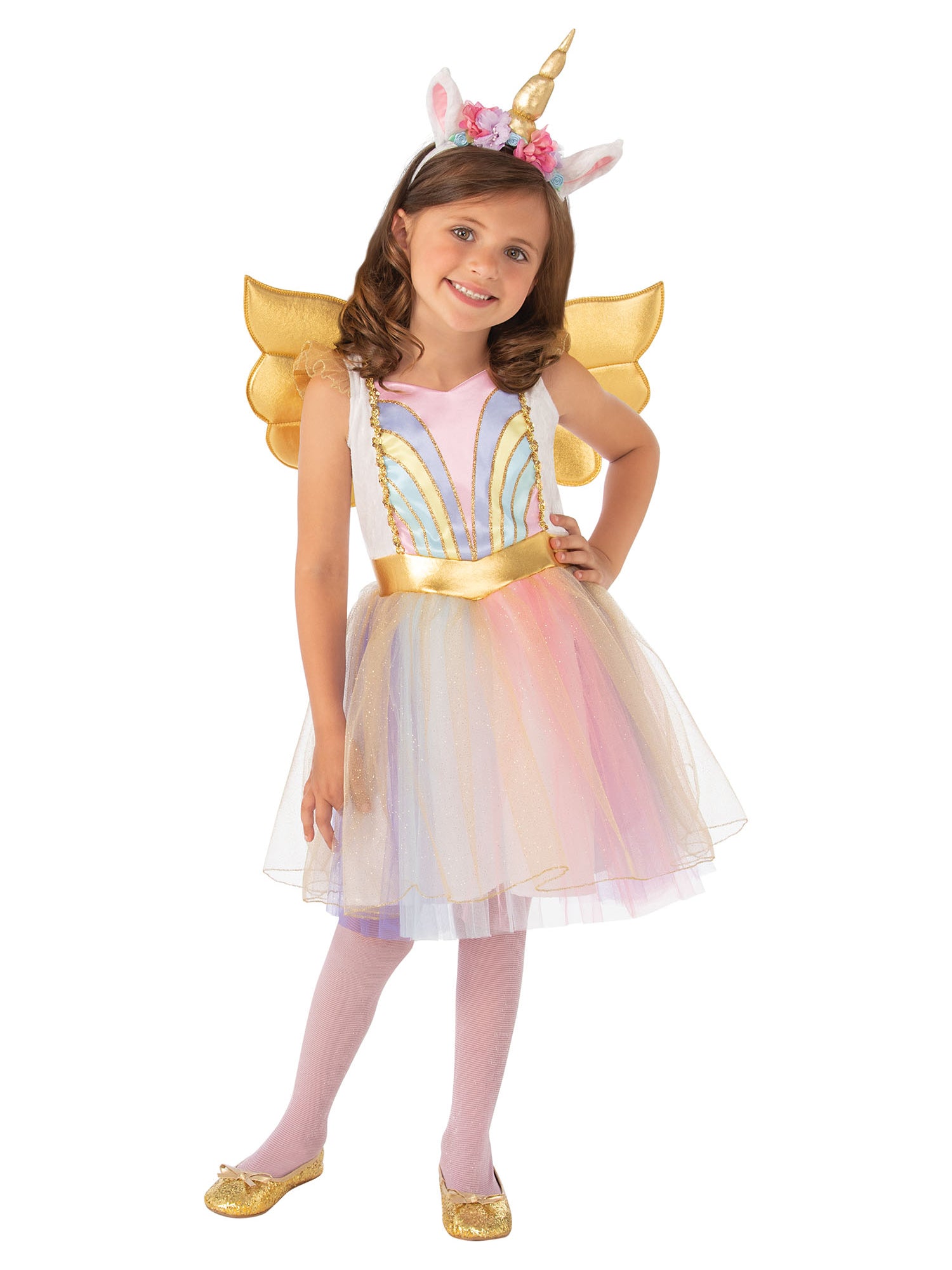 Rubies Sparkling Unicorn Kinderkostüm für Mädchen mit Kleid und abnehmbaren Flügeln