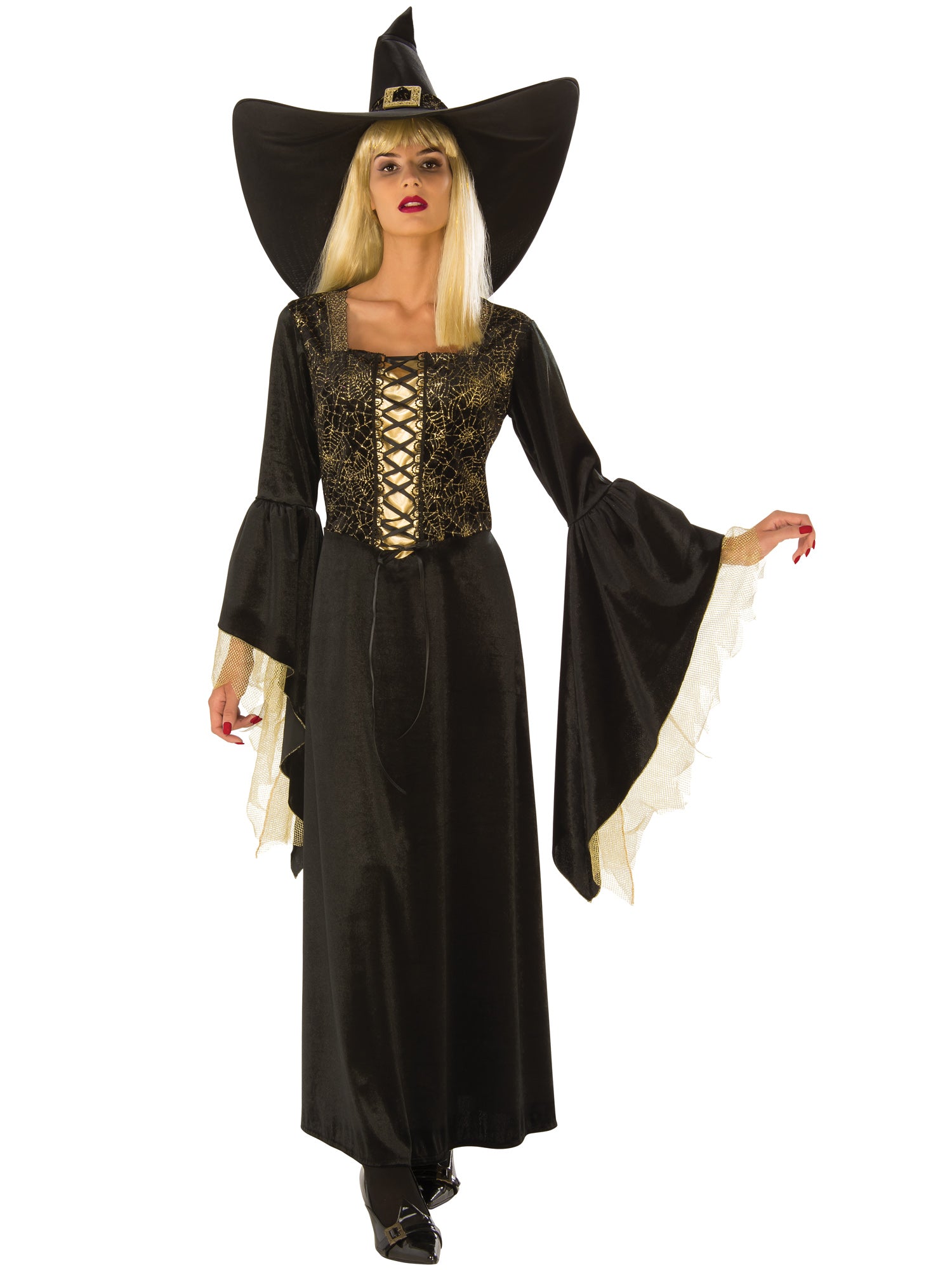 Golden Web Witch Hexenkostüm für Damen von Rubies mit Kleid und Hut