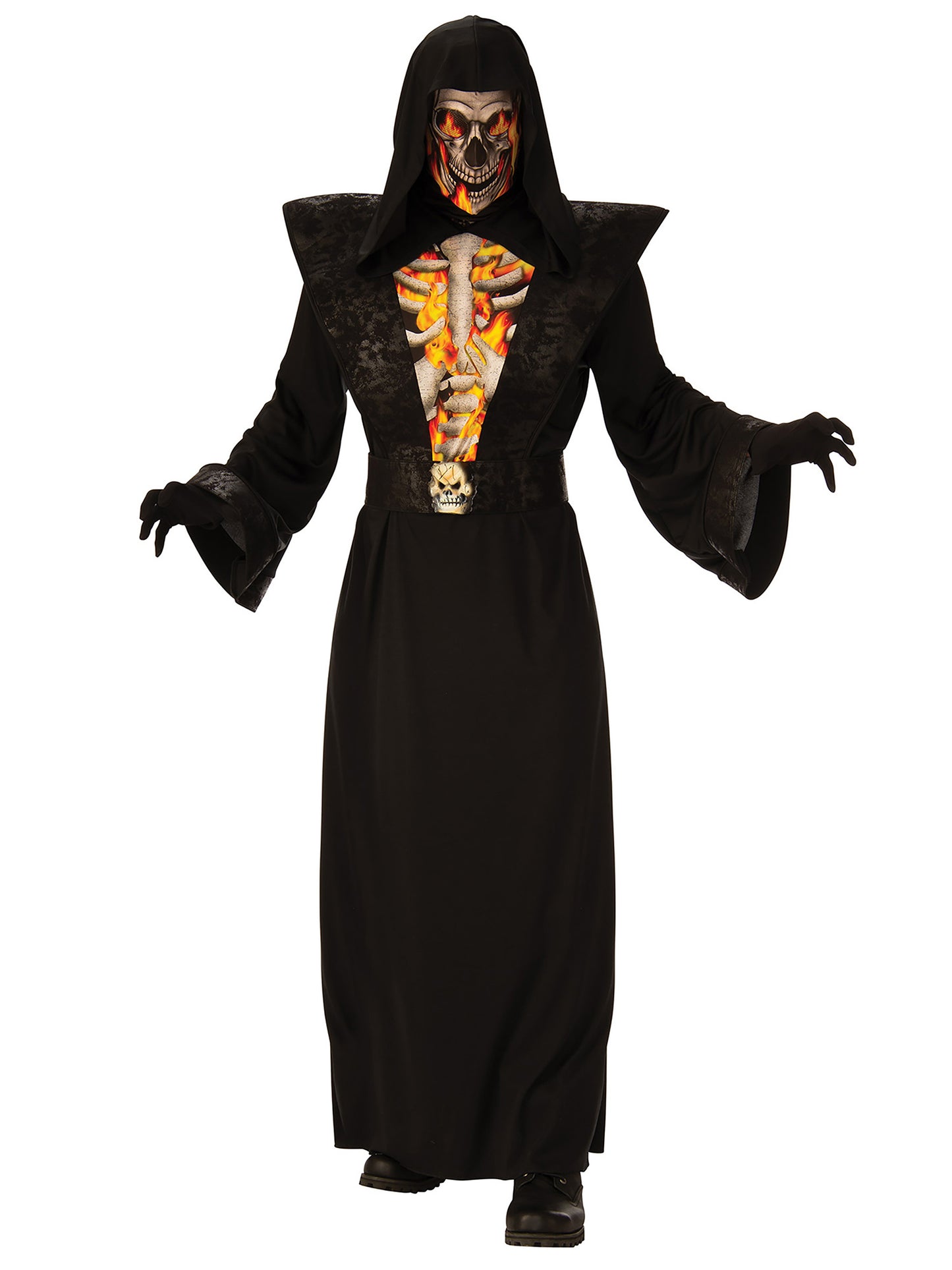 Rubies Fiery Skeleton Reaper Kostüm für Herren mit Robe, Gürtel und Maske