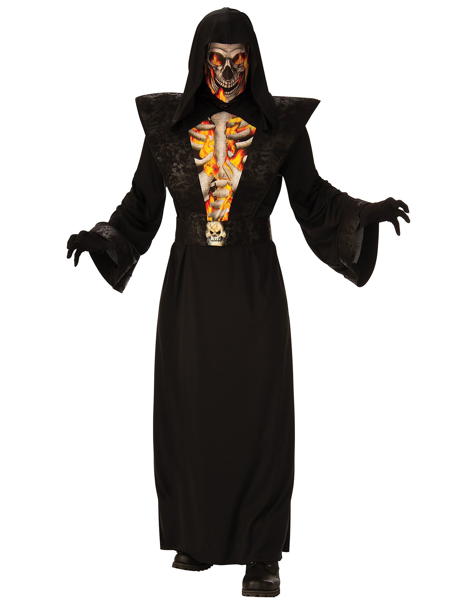 Rubies Fiery Skeleton Reaper Kostüm für Herren mit Robe, Gürtel und Maske
