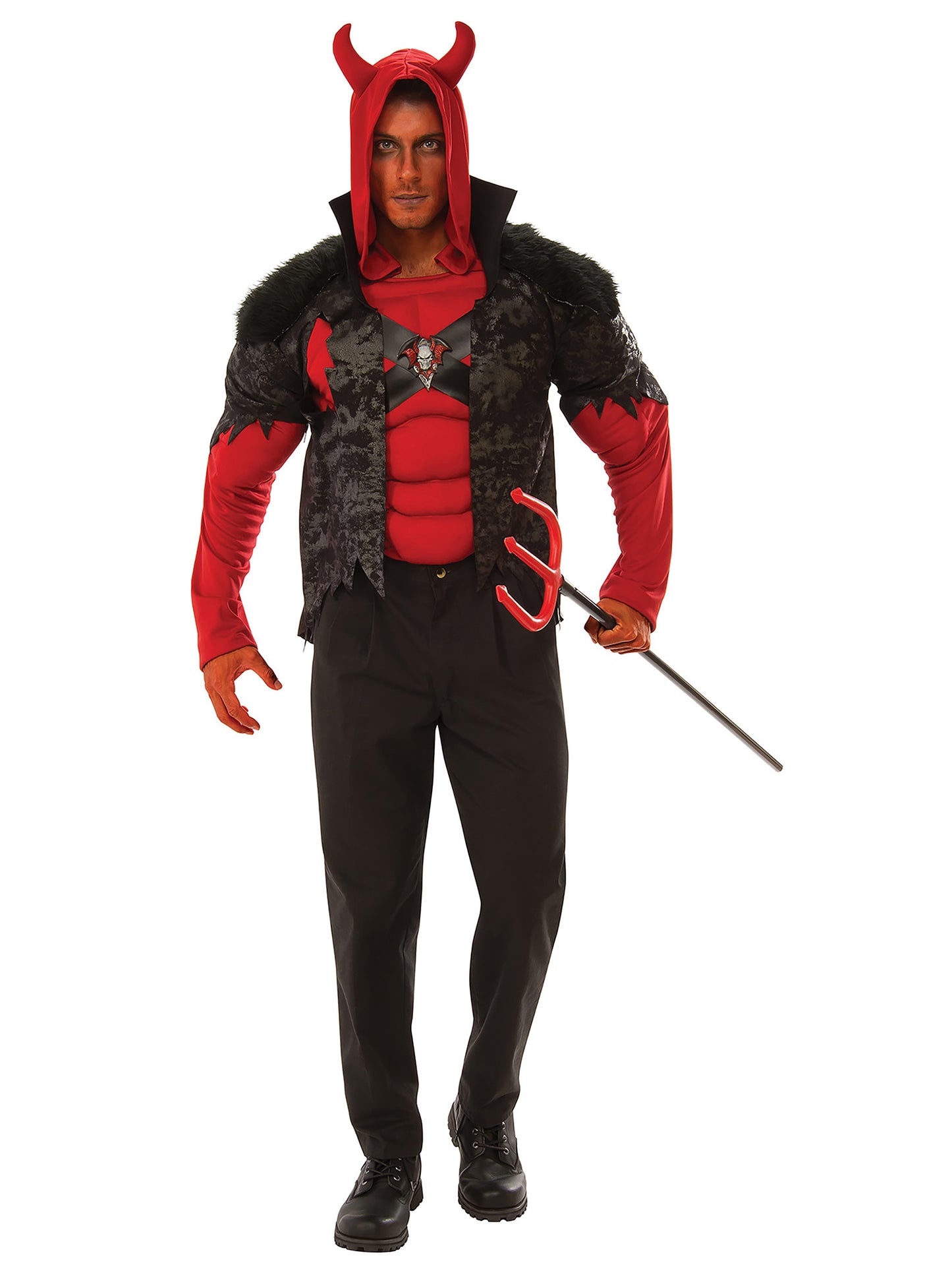 Rubies Devil Kostüm für Herren mit Hooded-Muscle-Chest-Hemd