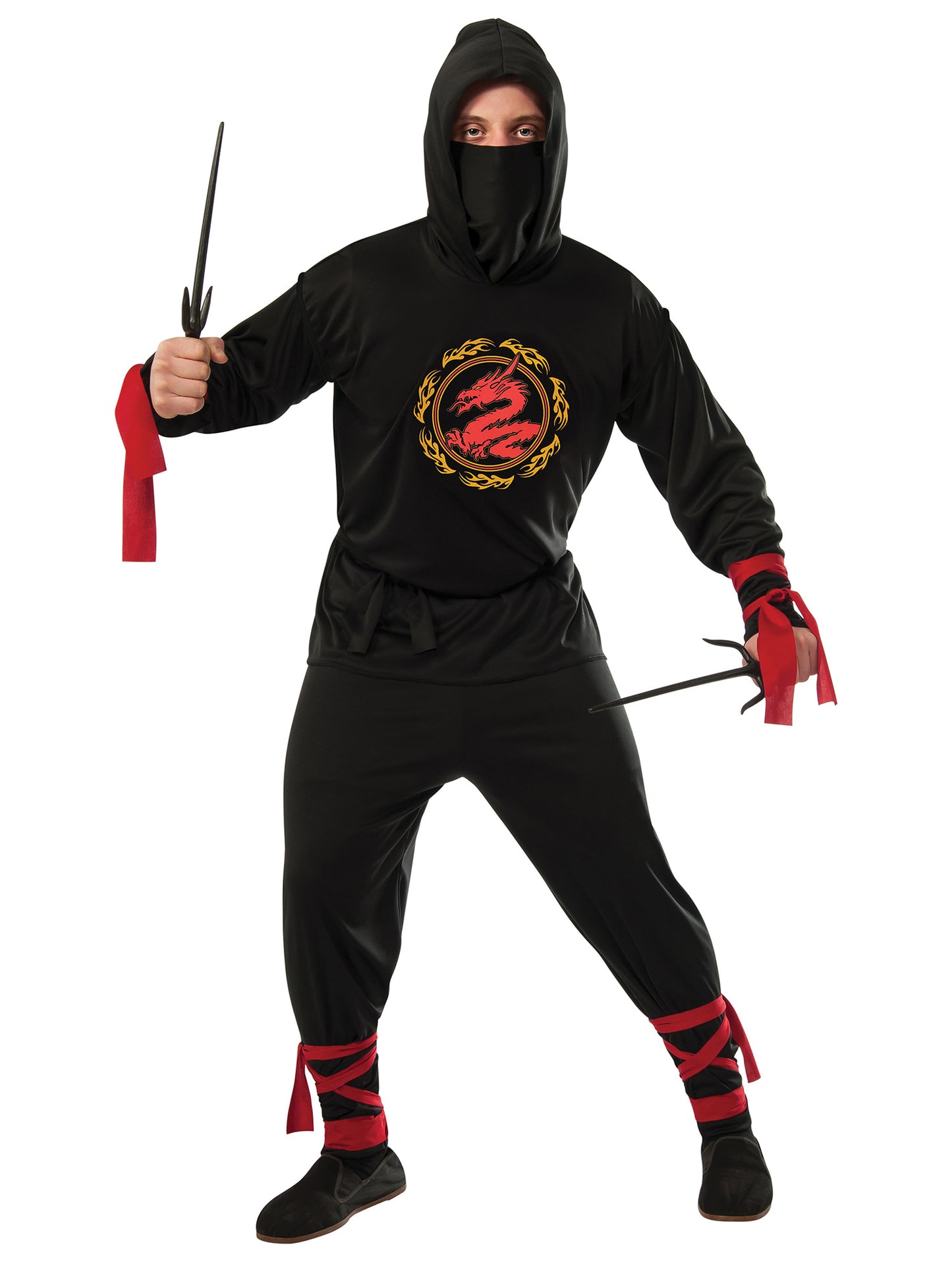 Rubies Black Ninja Kostüm für Herren mit Hemd, Hose, Maske und Schärpe