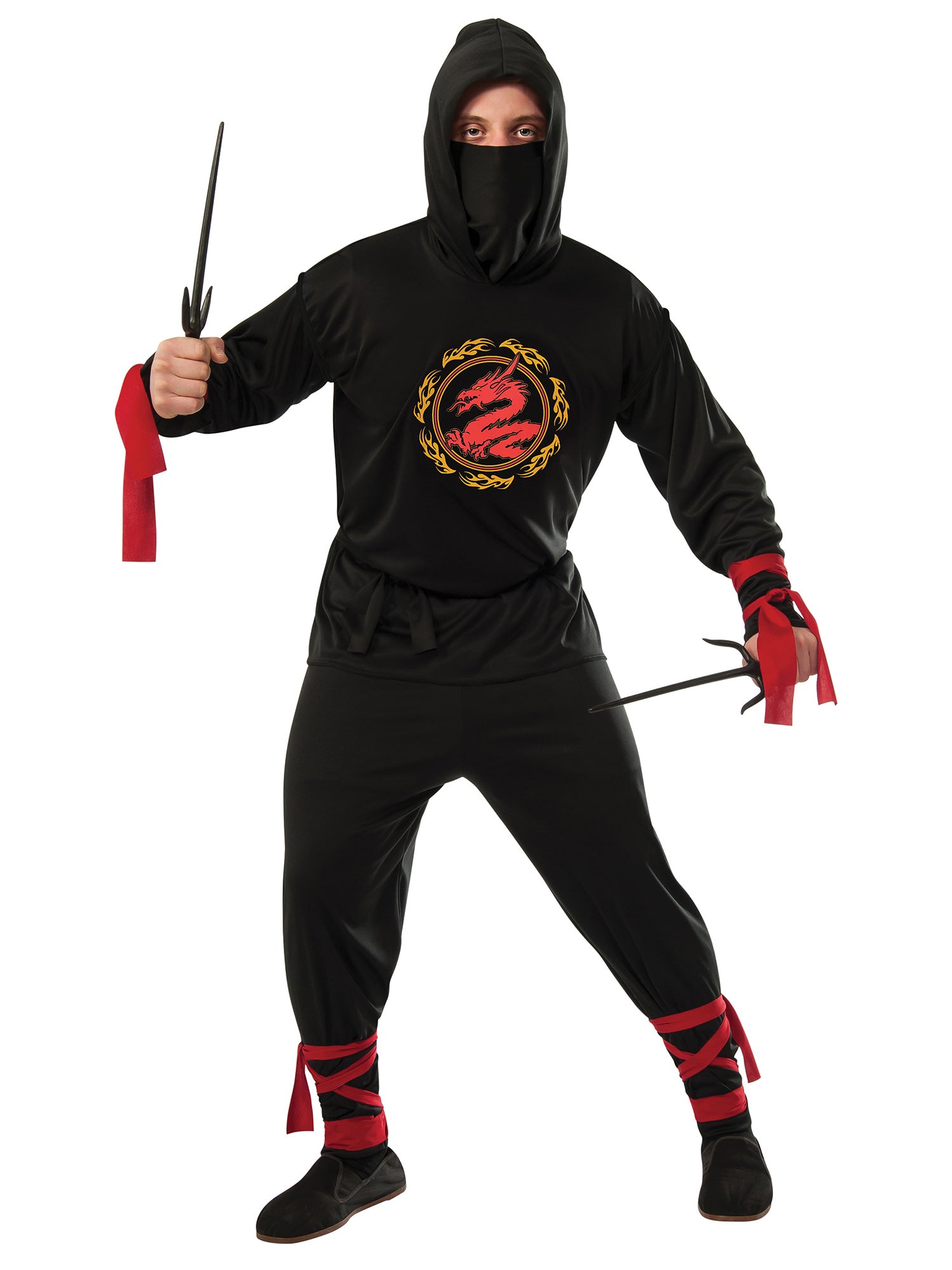 Rubies Black Ninja Kostüm für Herren mit Hemd, Hose, Maske und Schärpe