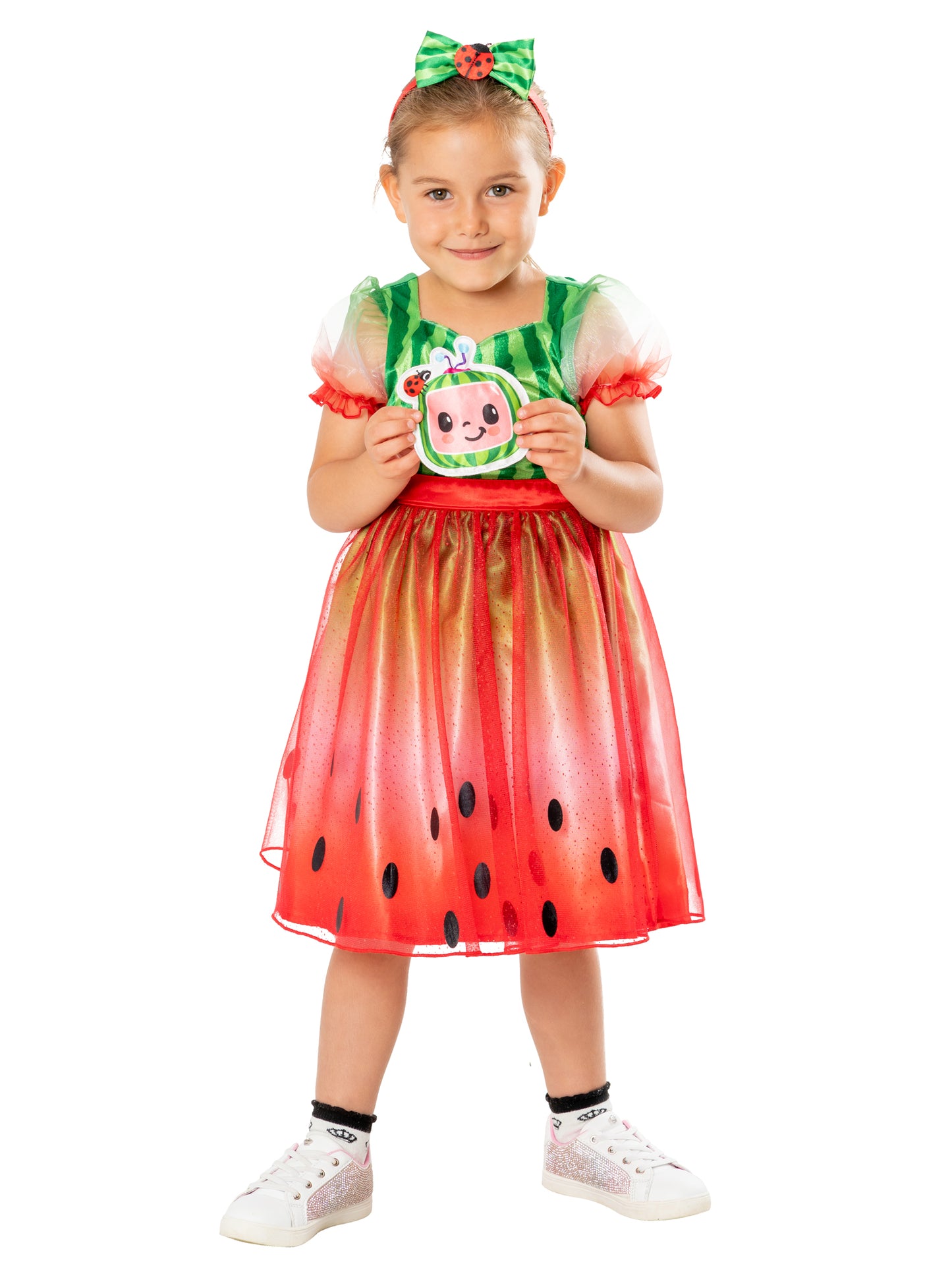 Rubies Cocomelon Kinderkostüm Kleid mit Plüschtier und Haarreif für Mädchen – Seitenansicht