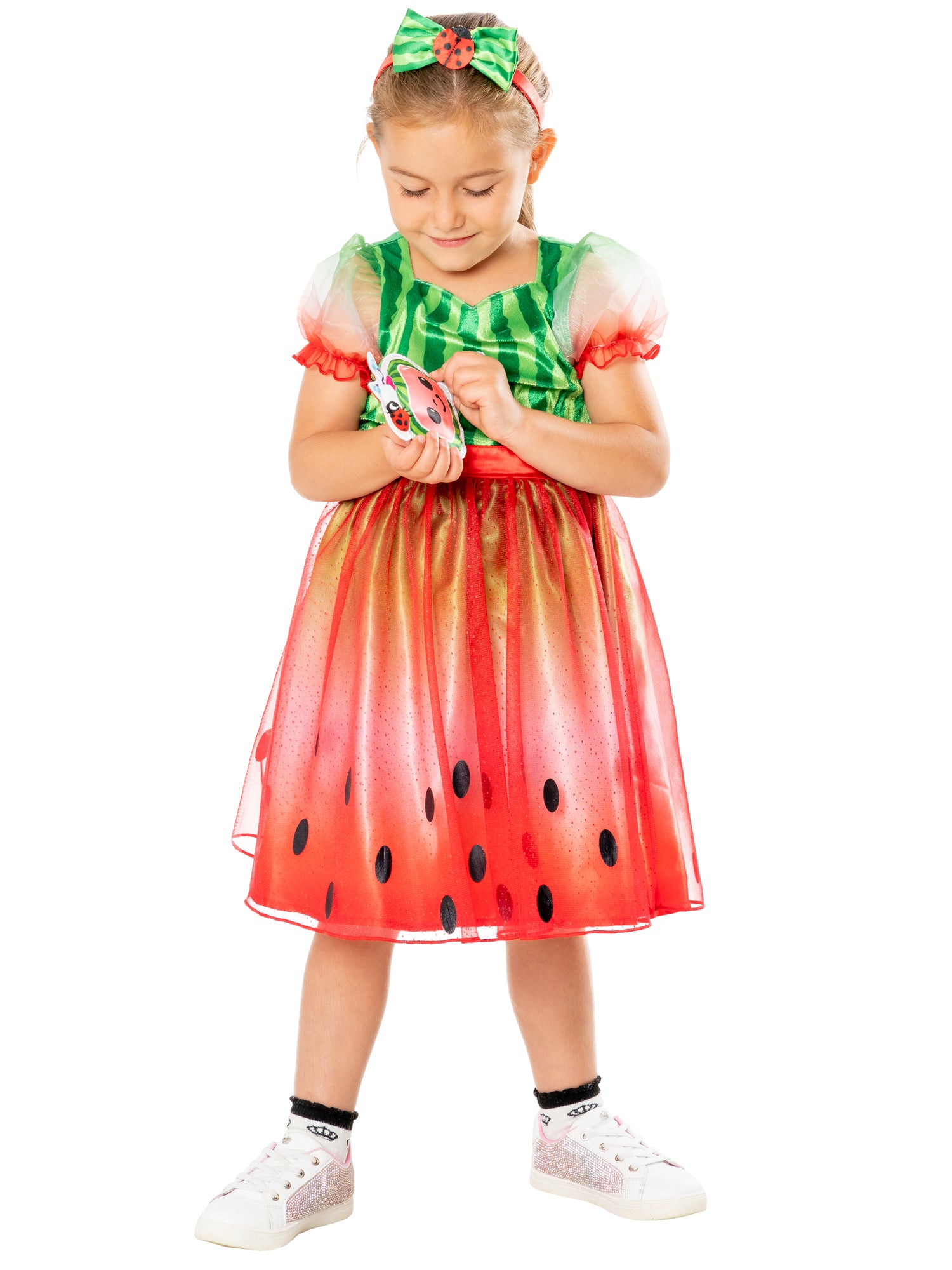 Rubies Cocomelon Kinderkostüm Kleid mit Plüschtier und Haarreif für Mädchen – Rückansicht