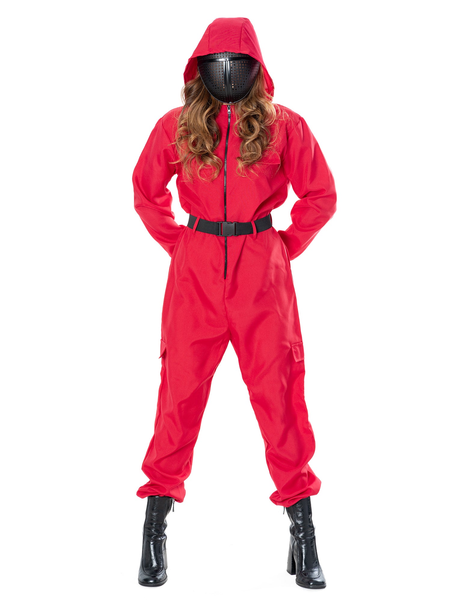 Rubies The Gamer Suit Kostüm für Erwachsene mit Overall, Gürtel und Maske – Seitenansicht