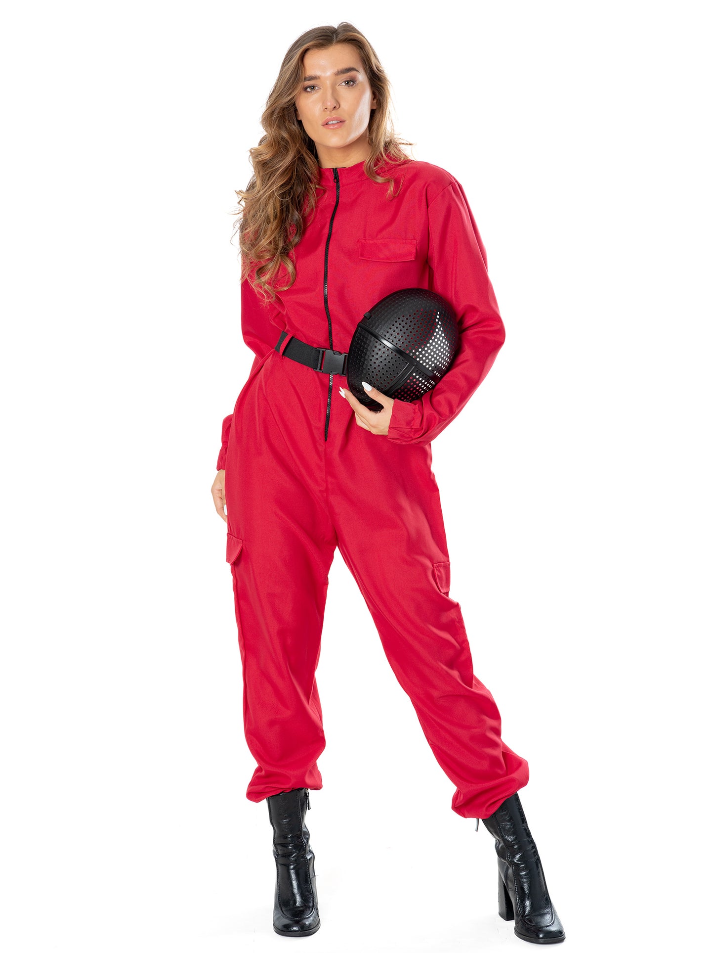 Rubies The Gamer Suit Kostüm für Erwachsene mit Overall, Gürtel und Maske – Rückansicht