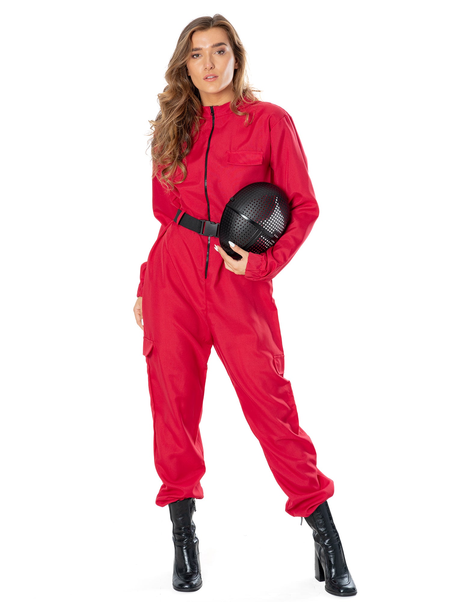 Rubies The Gamer Suit Kostüm für Erwachsene mit Overall, Gürtel und Maske – Rückansicht