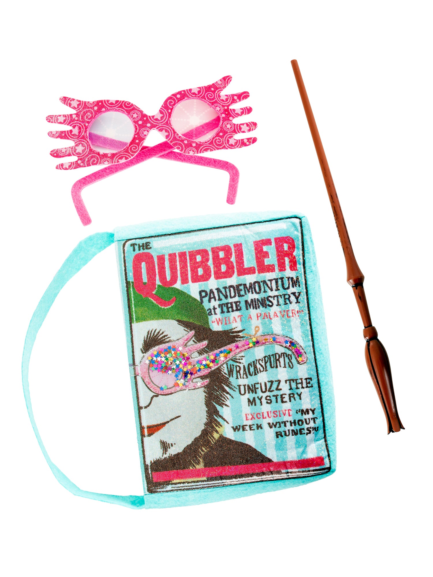 Rubies Luna Lovegood Set für Mädchen mit Zauberstab, Brille und Quibbler – Detailansicht
