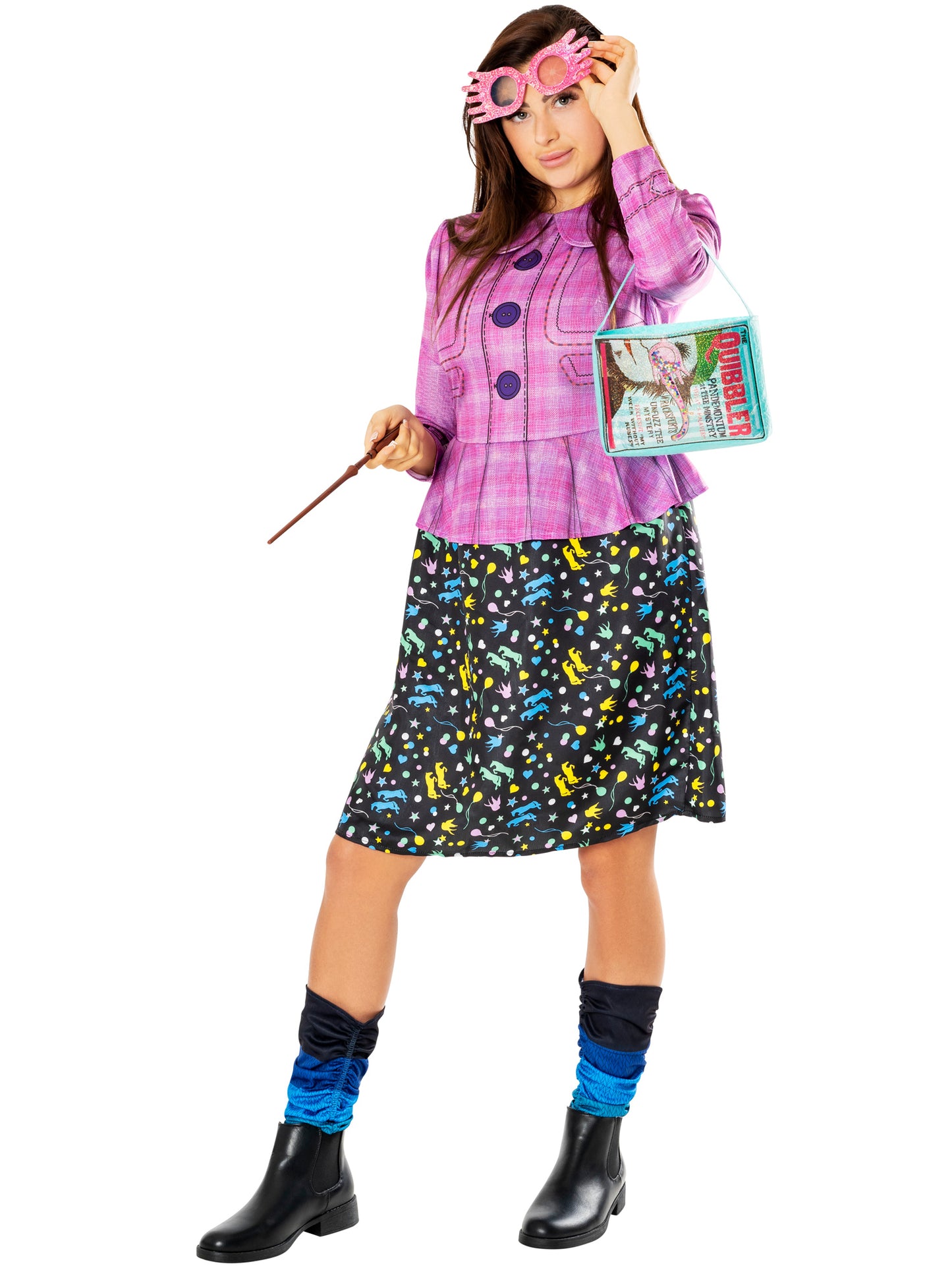 Rubies Luna Lovegood Set für Mädchen mit Zauberstab, Brille und Quibbler – Rückansicht
