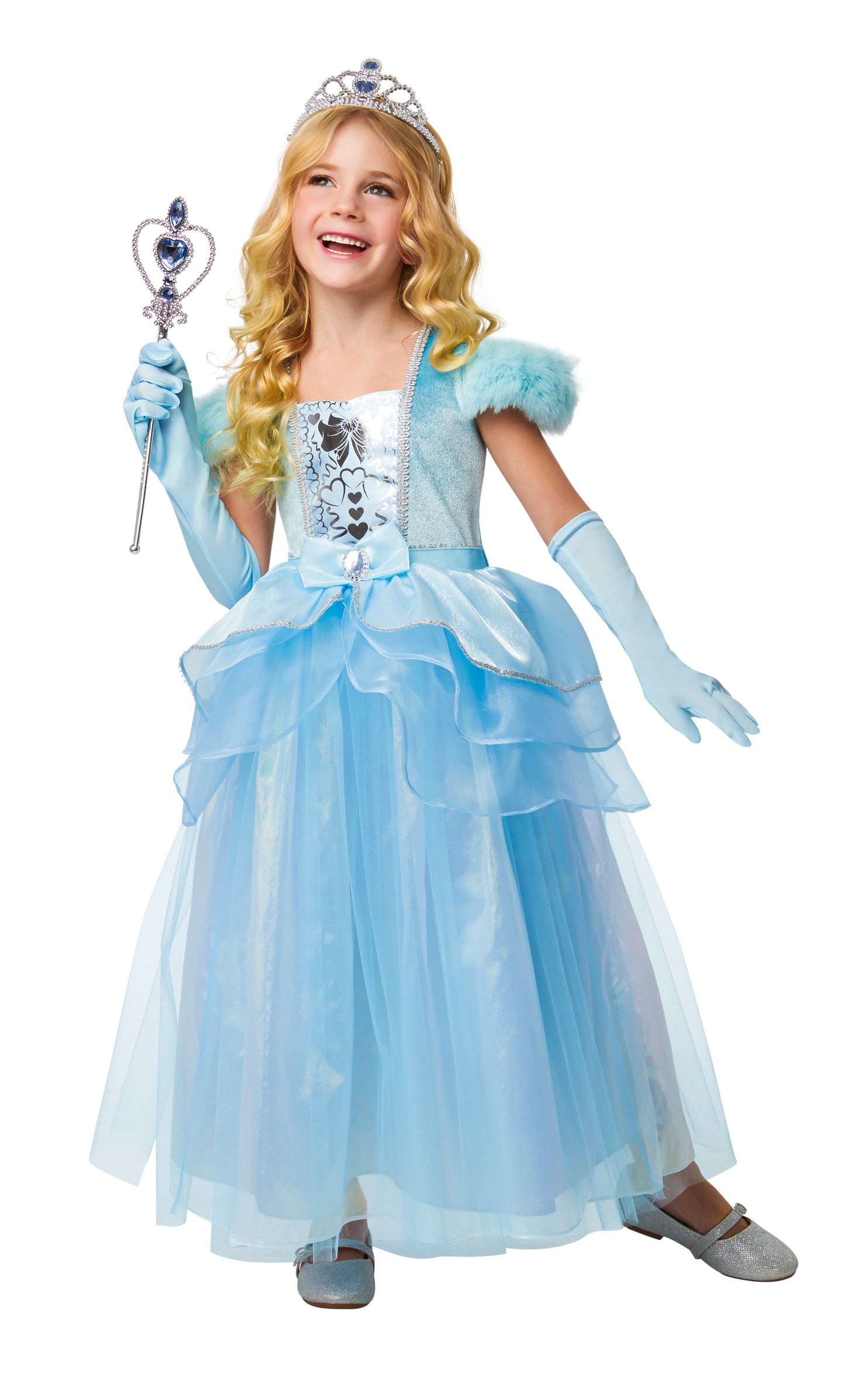Rubies Blue Princess Kinderkostüm für Mädchen mit Kleid Tiara und Handschuhen