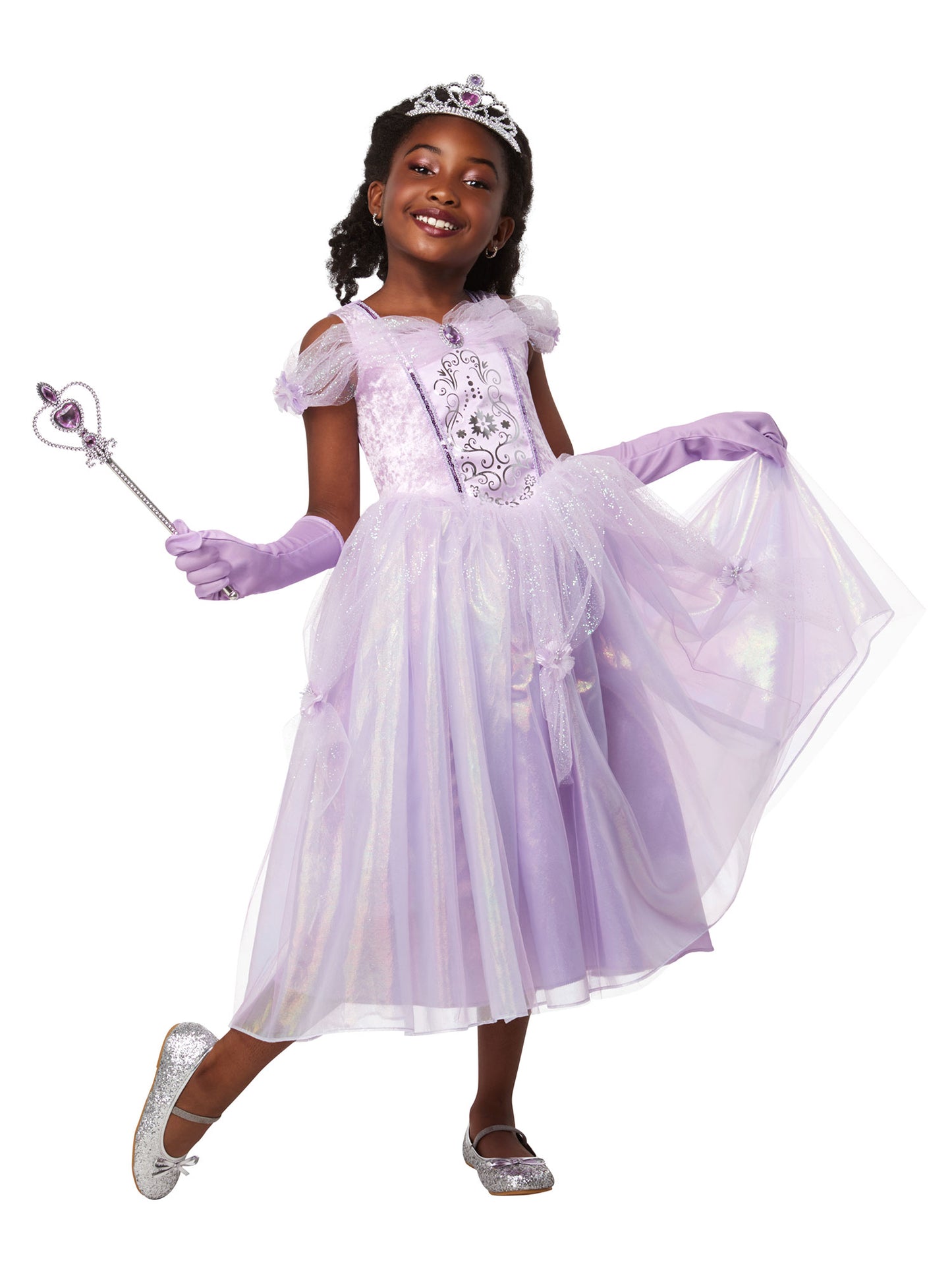Rubies Purple Princess Kinderkostüm für Mädchen mit Kleid Tiara und Handschuhen