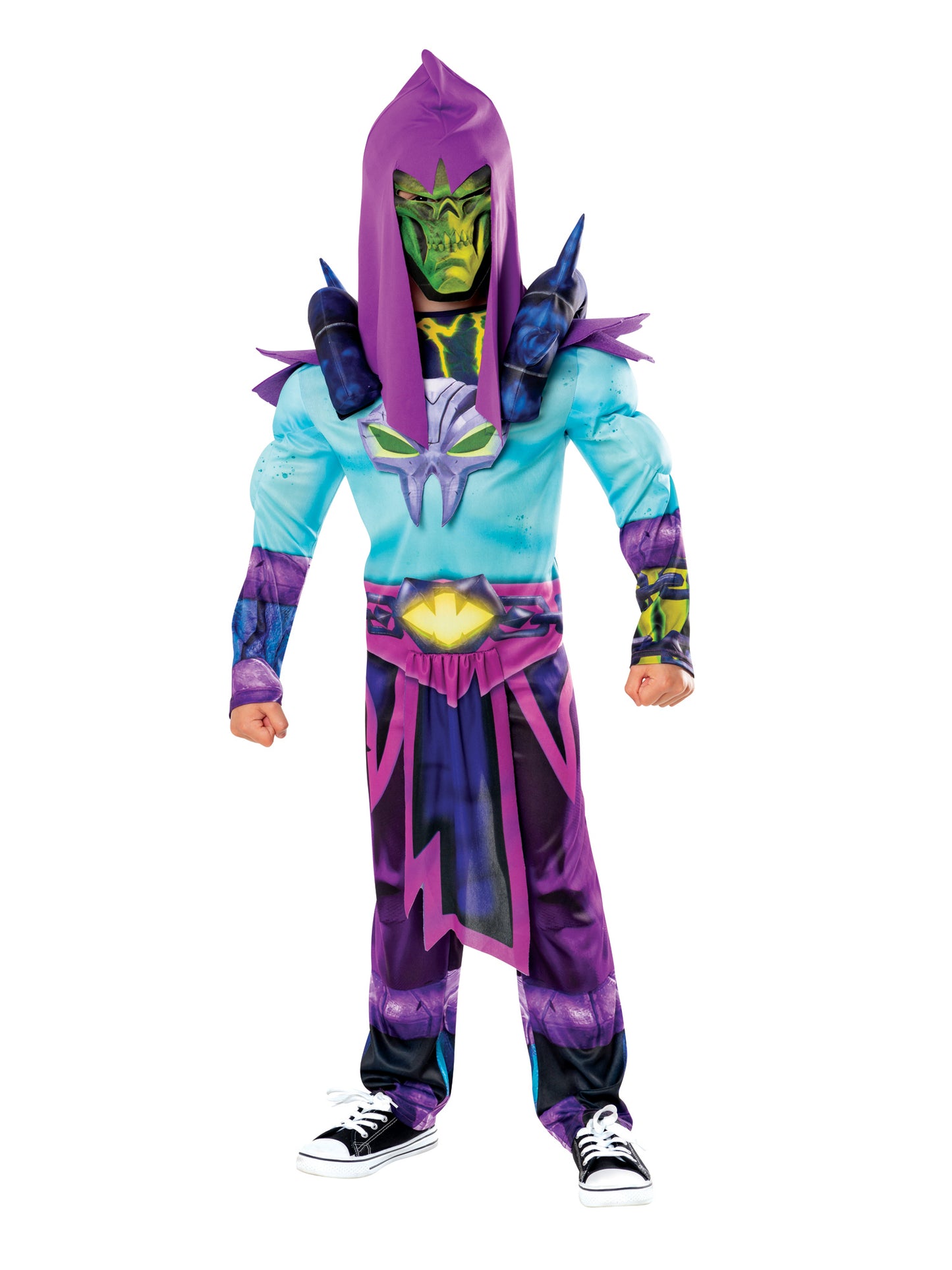 Rubies Skeletor Deluxe Kinderkostüm für Jungen mit Overall, Rüstung und Maske – Produktansicht