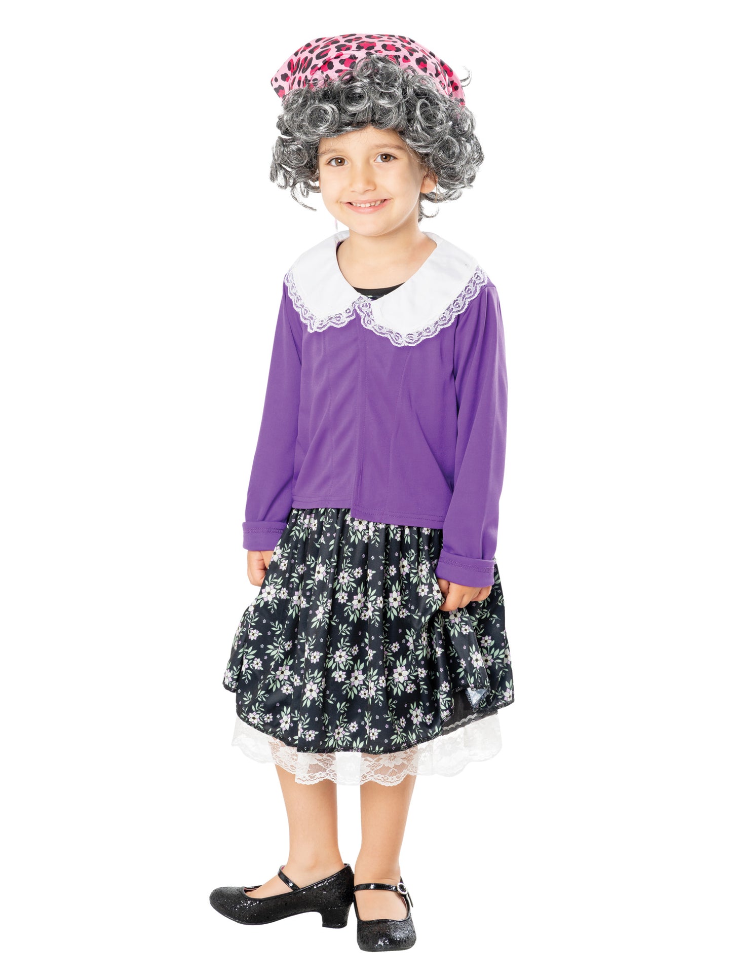 Rubies Little Old Lady Kinderkostüm für Mädchen mit Kleid, Jacke und Headpiece – Seitenansicht