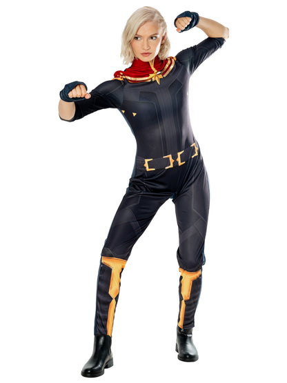 Rubies The Marvels Captain Marvel Kostüm für Damen mit Overall und Handschuhen – Seitenansicht