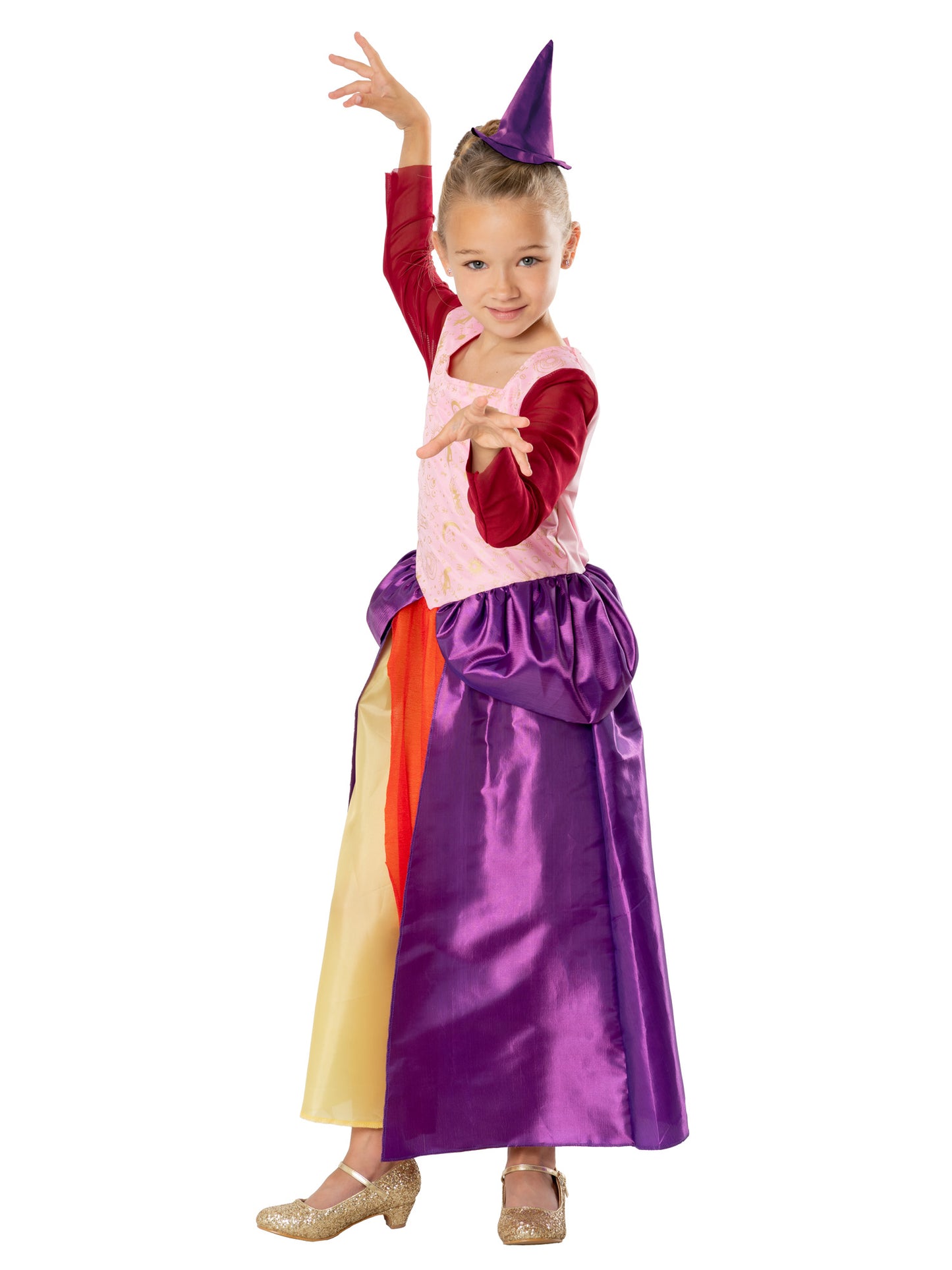Rubies Zodiac Sister Witch Kinderkostüm für Mädchen mit Kleid und Hexenhut – Seitenansicht