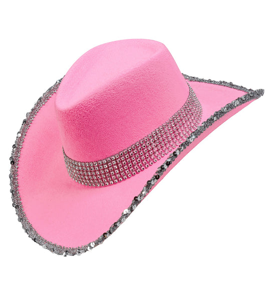 Cowboyhut pink mit Strass Deko